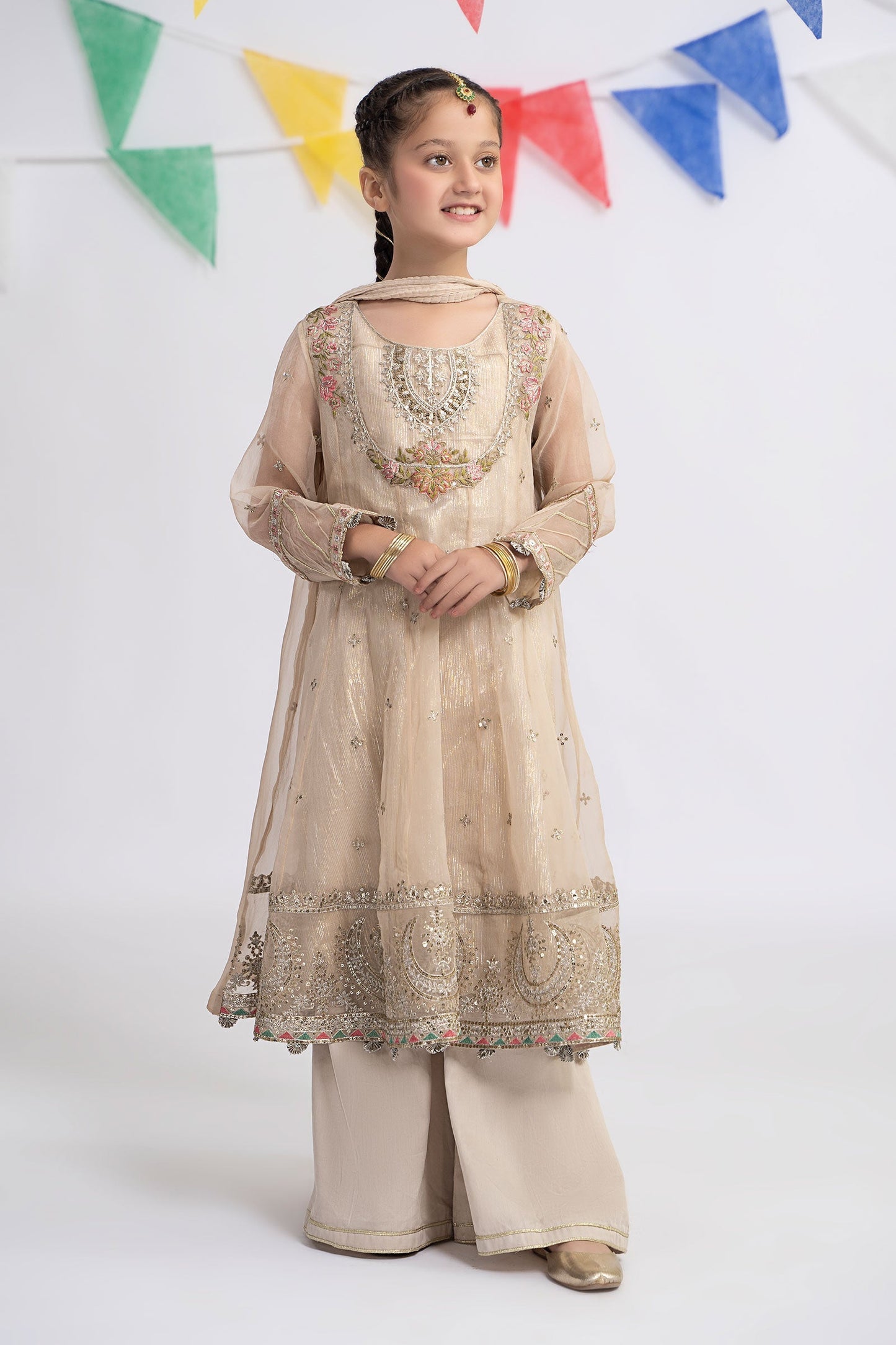 3 PIECE EMBROIDERED ORGANZA SUIT | MKS-EF24-26