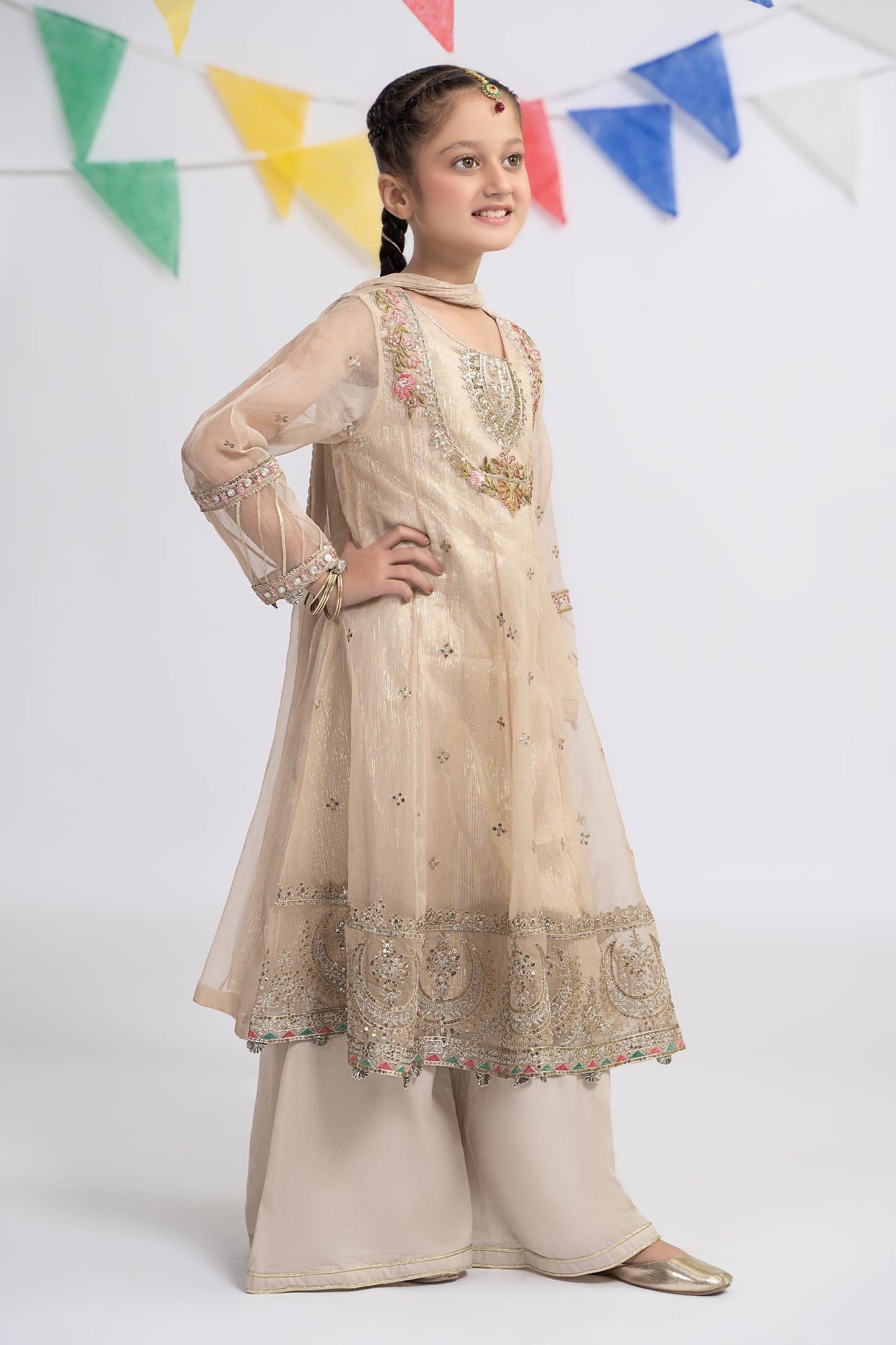 3 PIECE EMBROIDERED ORGANZA SUIT | MKS-EF24-26