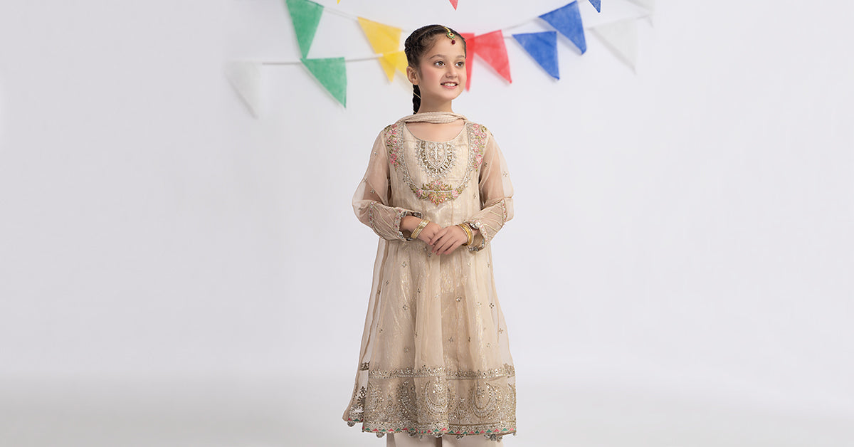 3 PIECE EMBROIDERED ORGANZA SUIT | MKS-EF24-26