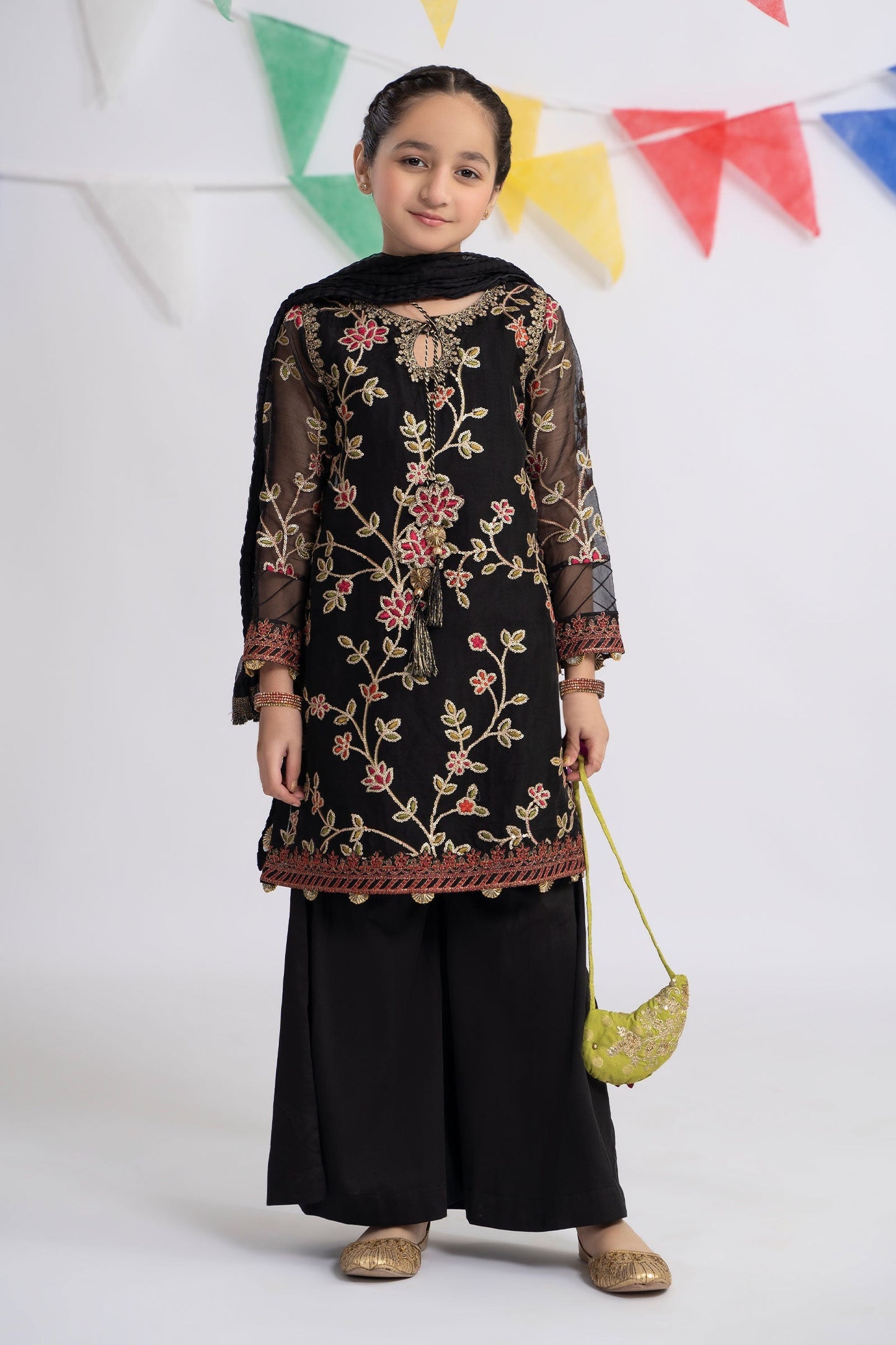 3 PIECE EMBROIDERED ORGANZA SUIT | MKS-EF24-30