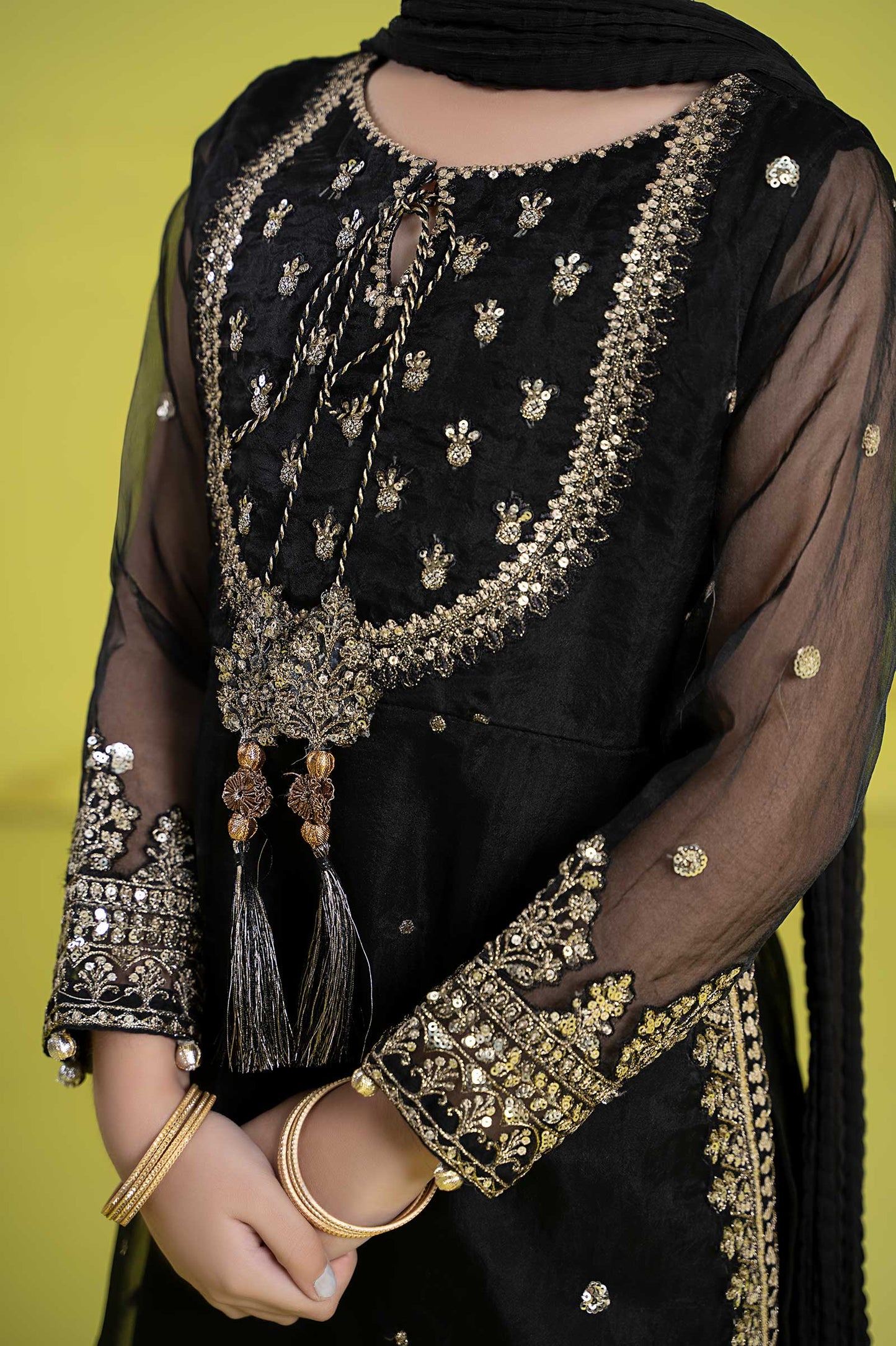 3 PIECE EMBROIDERED ORGANZA SUIT | MKS-EF24-37