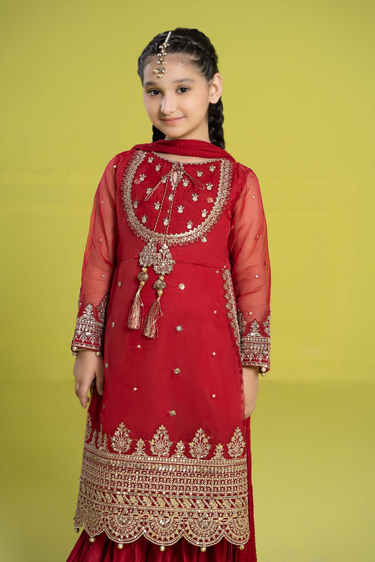 3 PIECE EMBROIDERED ORGANZA SUIT | MKS-EF24-37