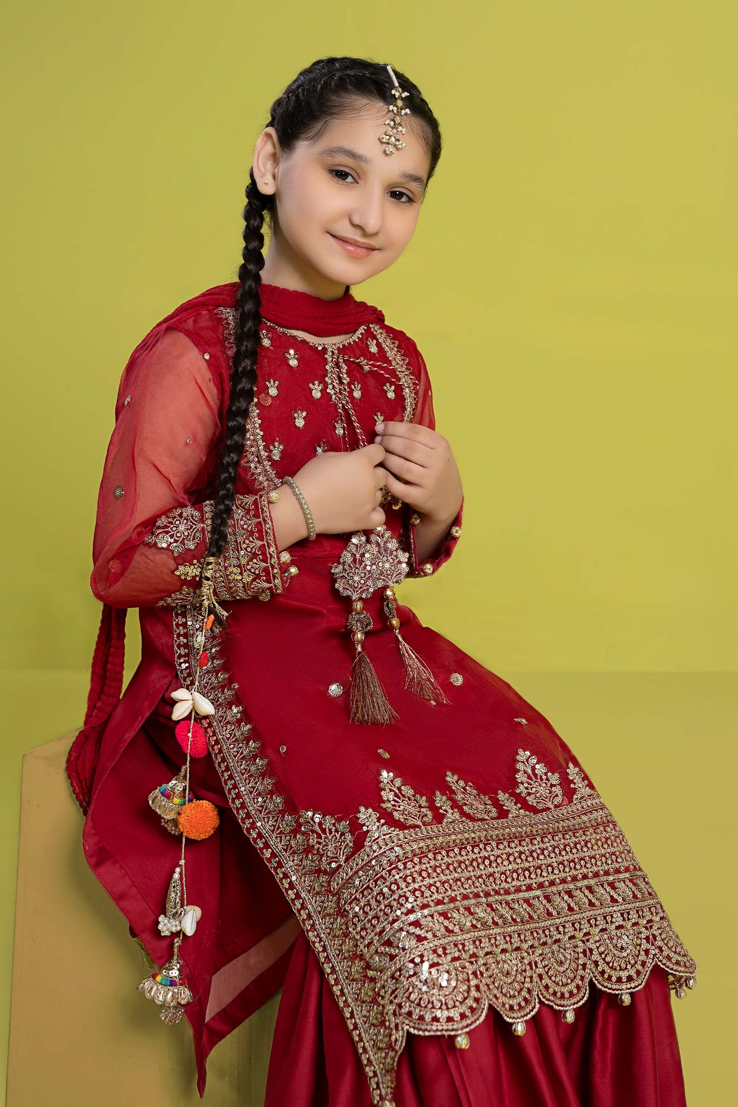 3 PIECE EMBROIDERED ORGANZA SUIT | MKS-EF24-37