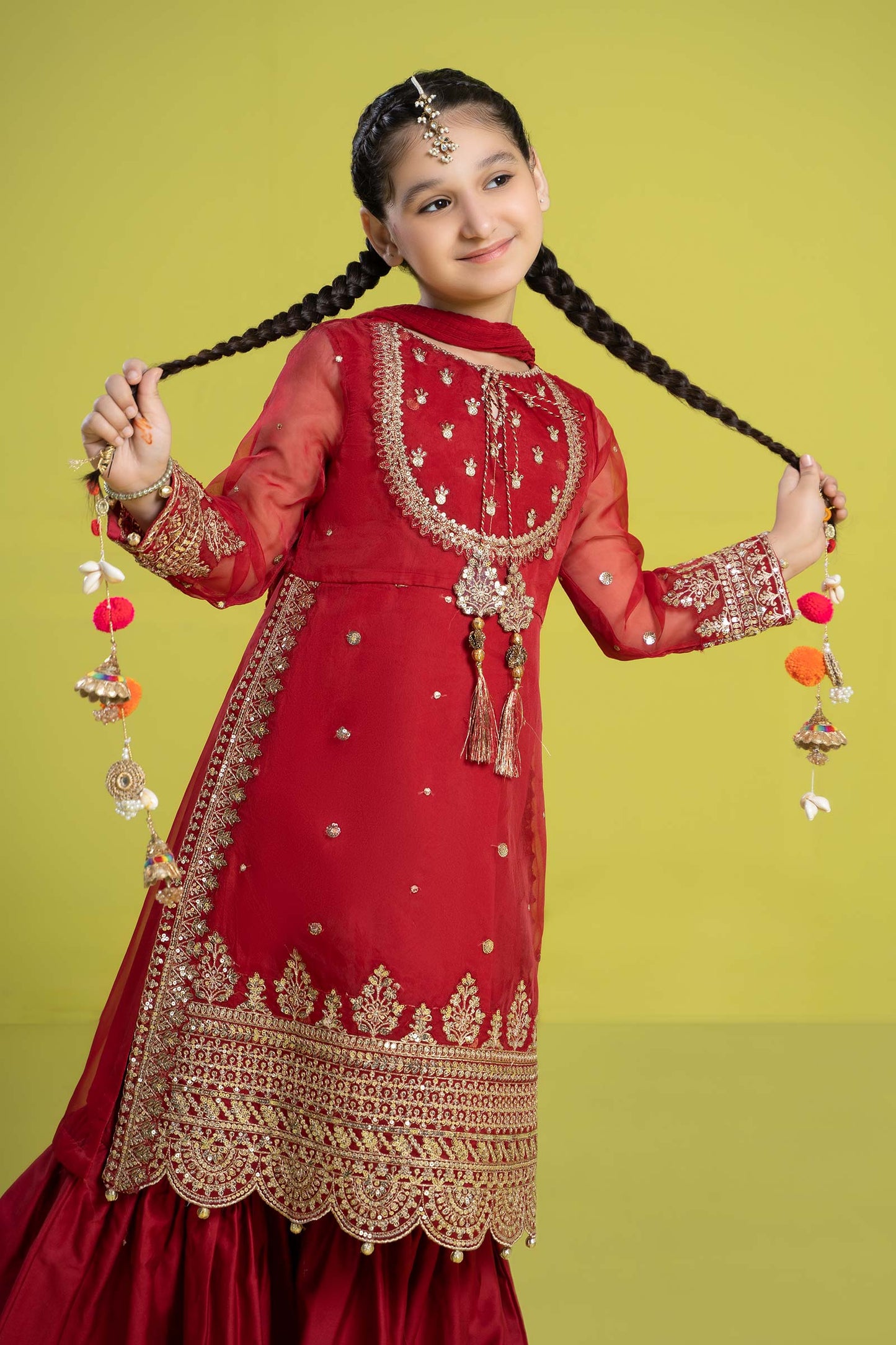 3 PIECE EMBROIDERED ORGANZA SUIT | MKS-EF24-37