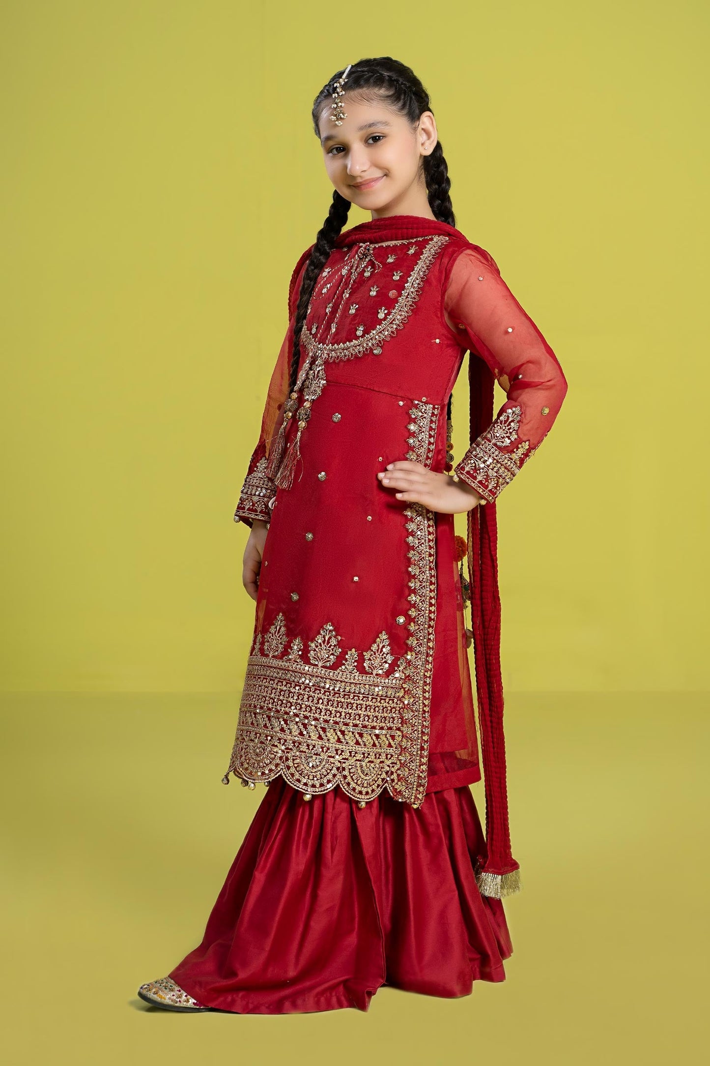 3 PIECE EMBROIDERED ORGANZA SUIT | MKS-EF24-37