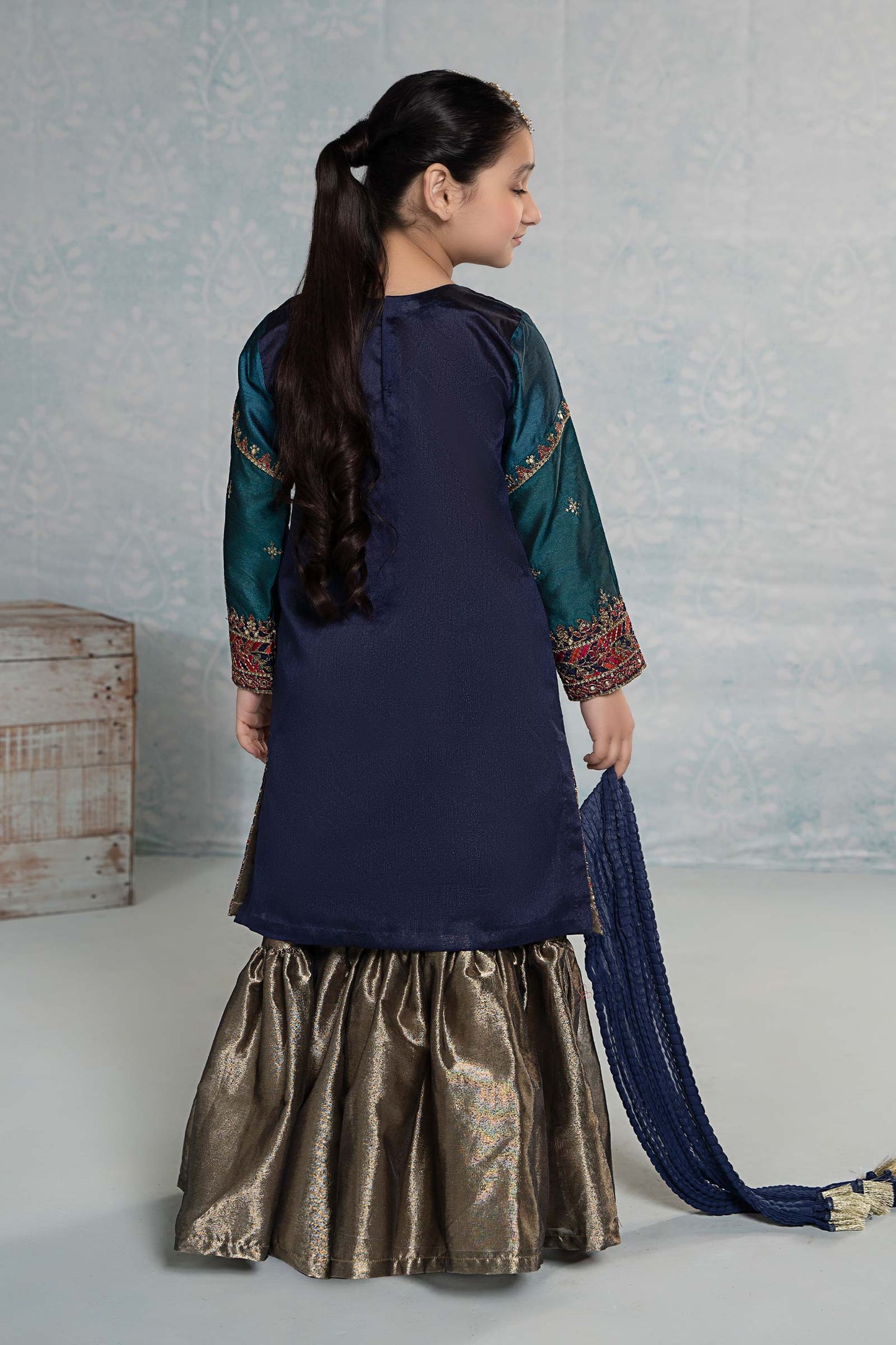 3 PIECE EMBROIDERED RAW SILK SUIT | MKS-EF24-44