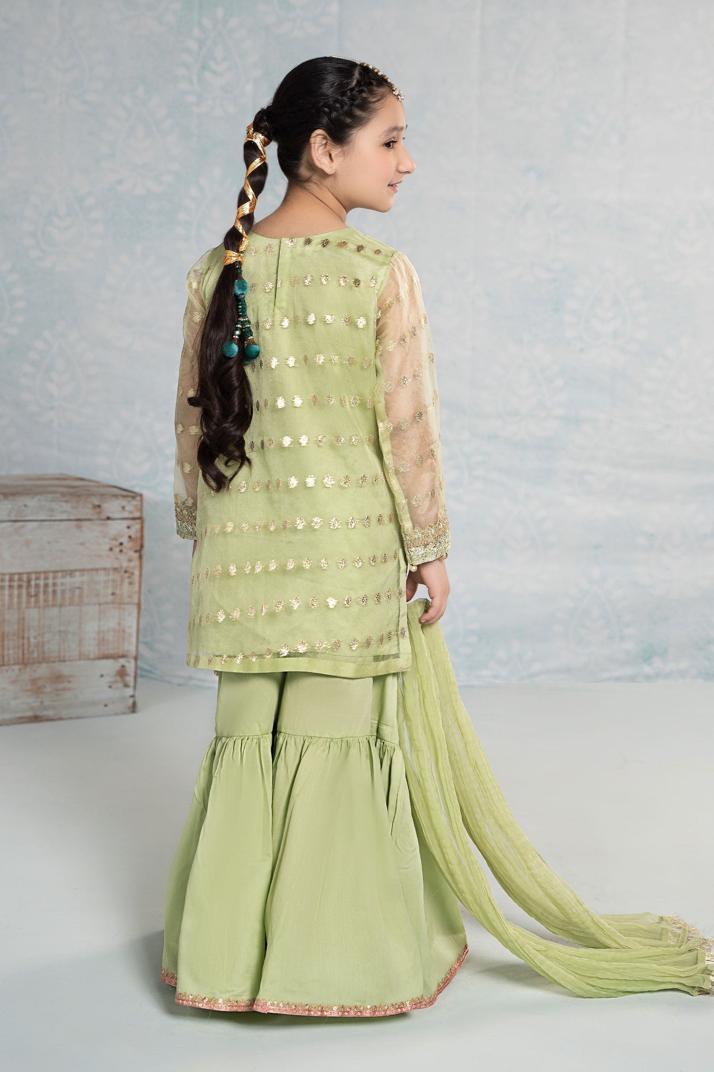 3 PIECE EMBROIDERED ORGANZA SUIT | MKS-EF24-45