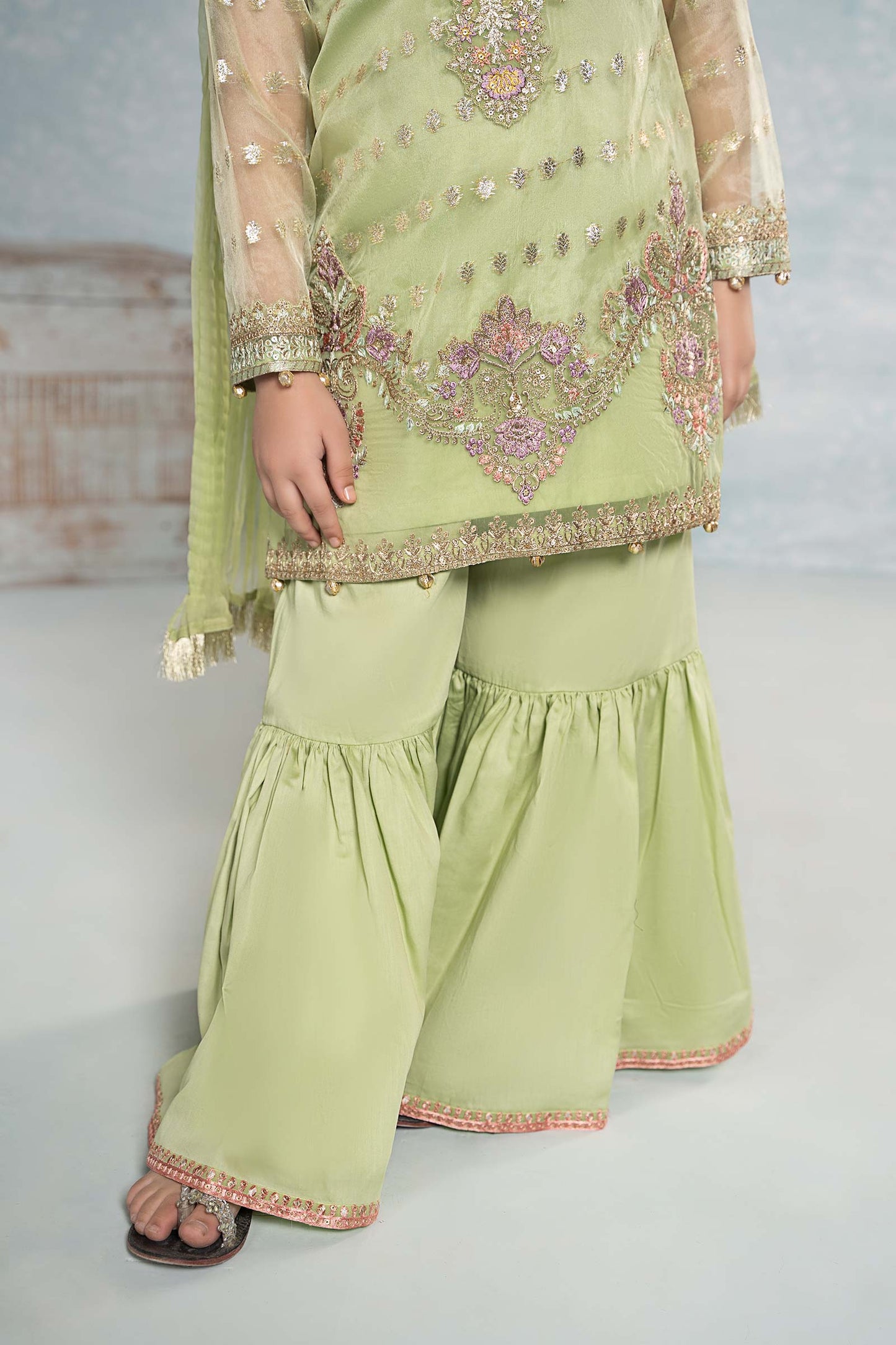 3 PIECE EMBROIDERED ORGANZA SUIT | MKS-EF24-45