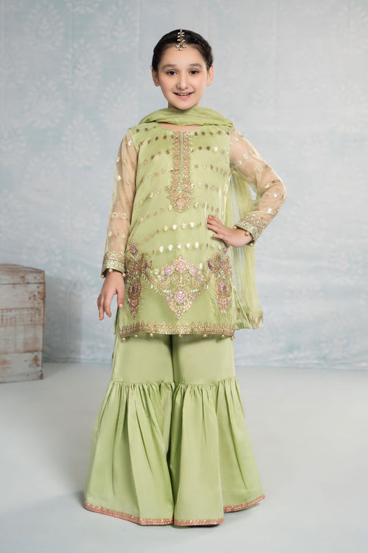 3 PIECE EMBROIDERED ORGANZA SUIT | MKS-EF24-45