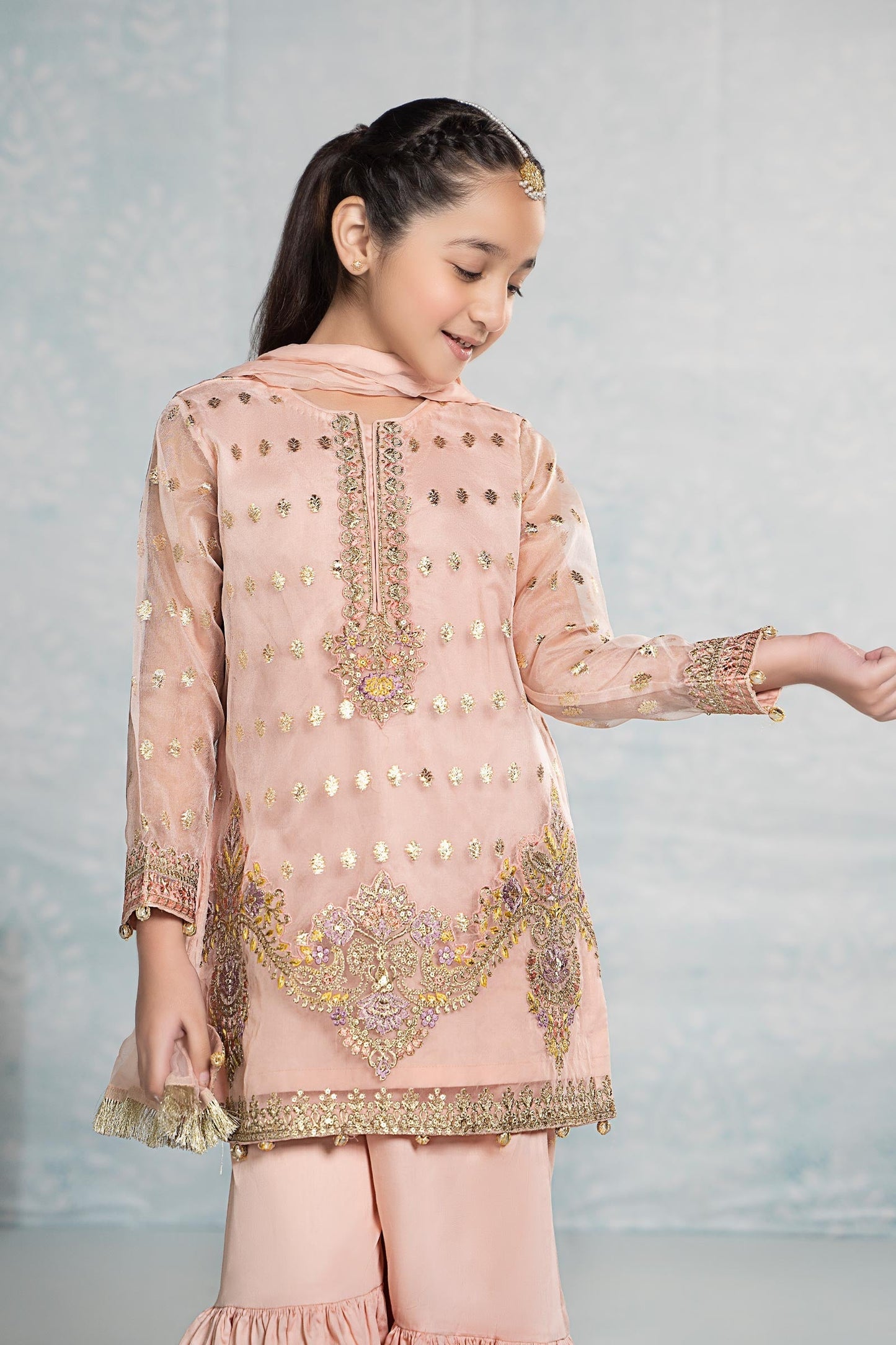 3 PIECE EMBROIDERED ORGANZA SUIT | MKS-EF24-45