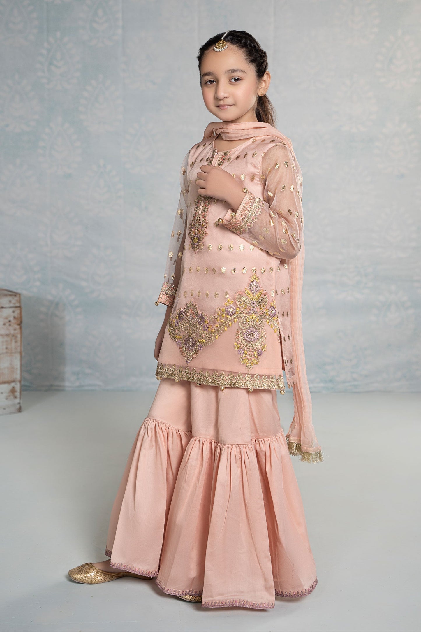 3 PIECE EMBROIDERED ORGANZA SUIT | MKS-EF24-45