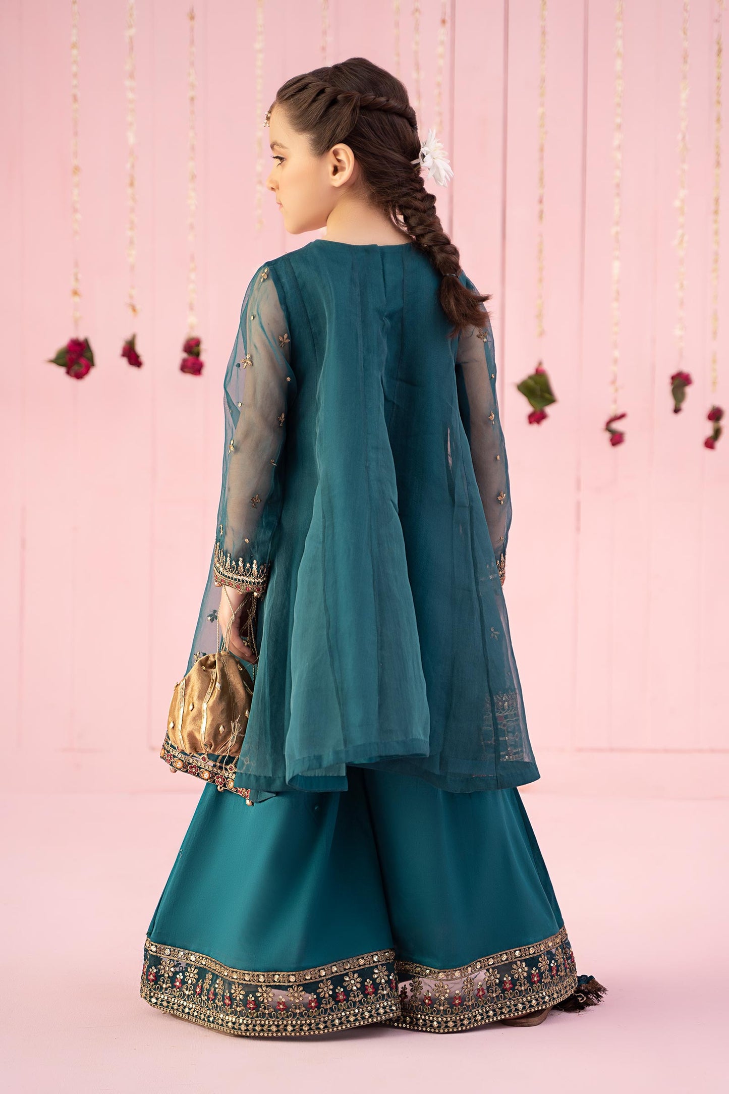 3 PIECE EMBROIDERED ORGANZA SUIT | MKS-EF24-16