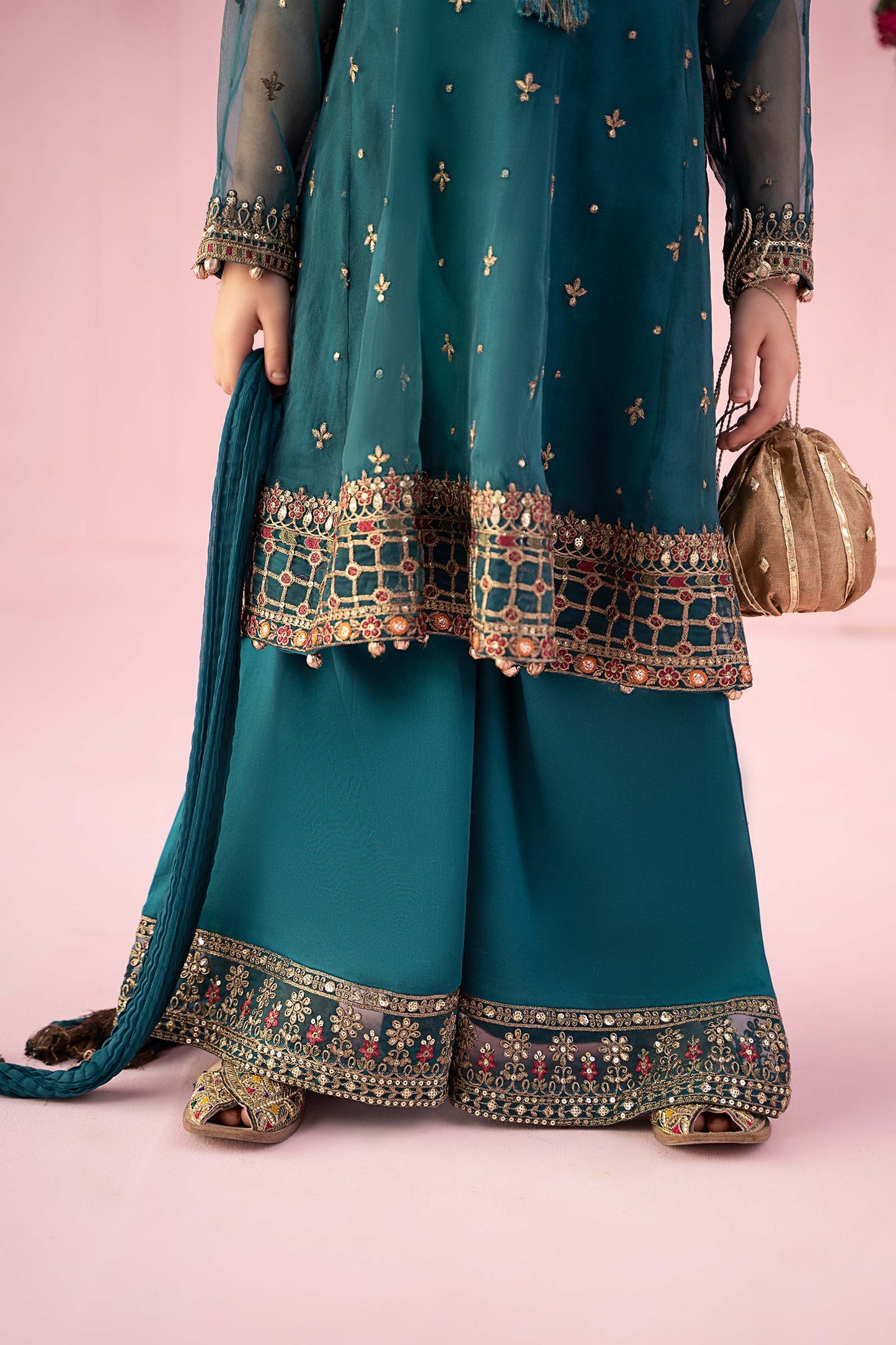 3 PIECE EMBROIDERED ORGANZA SUIT | MKS-EF24-16