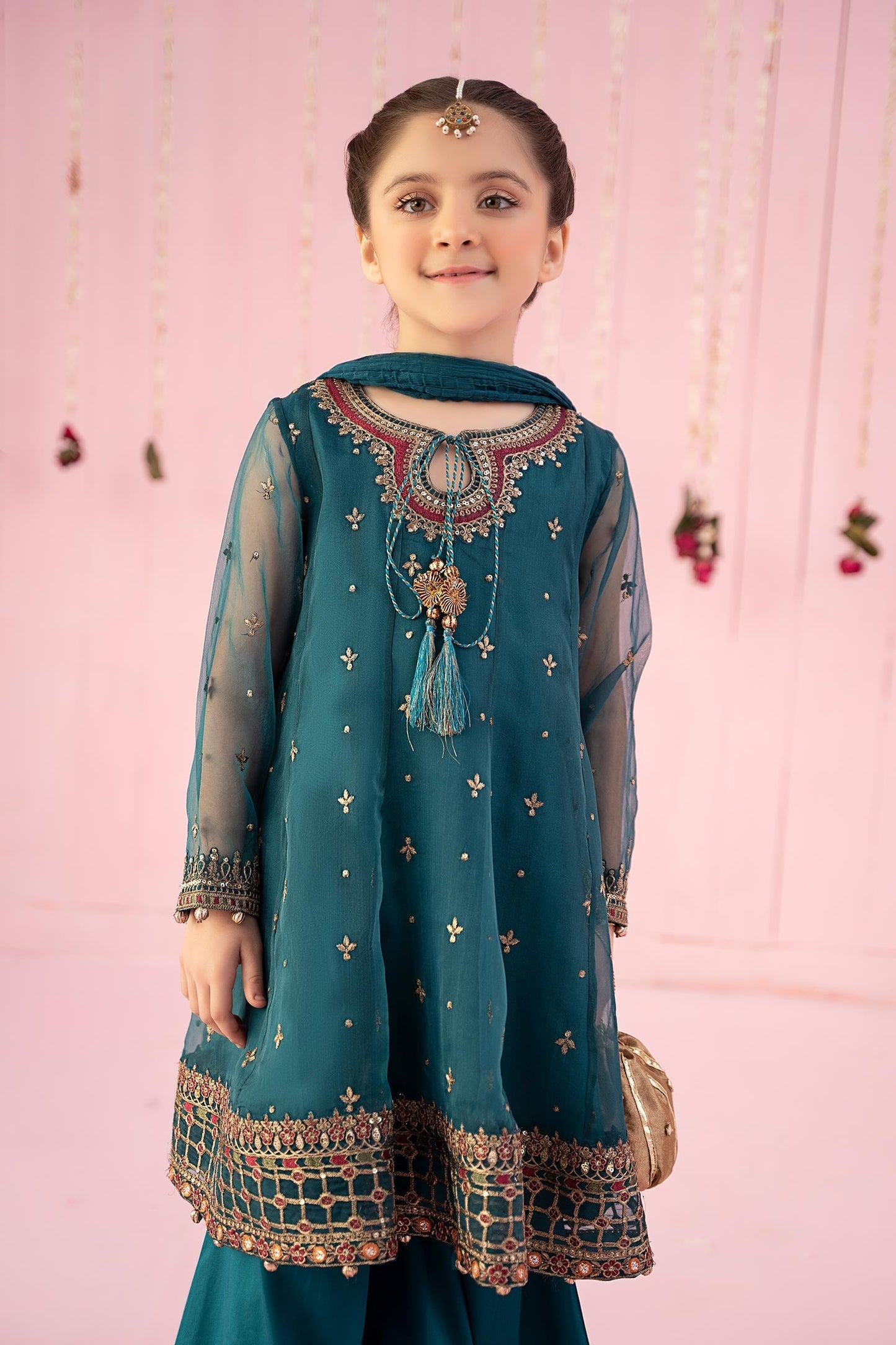 3 PIECE EMBROIDERED ORGANZA SUIT | MKS-EF24-16