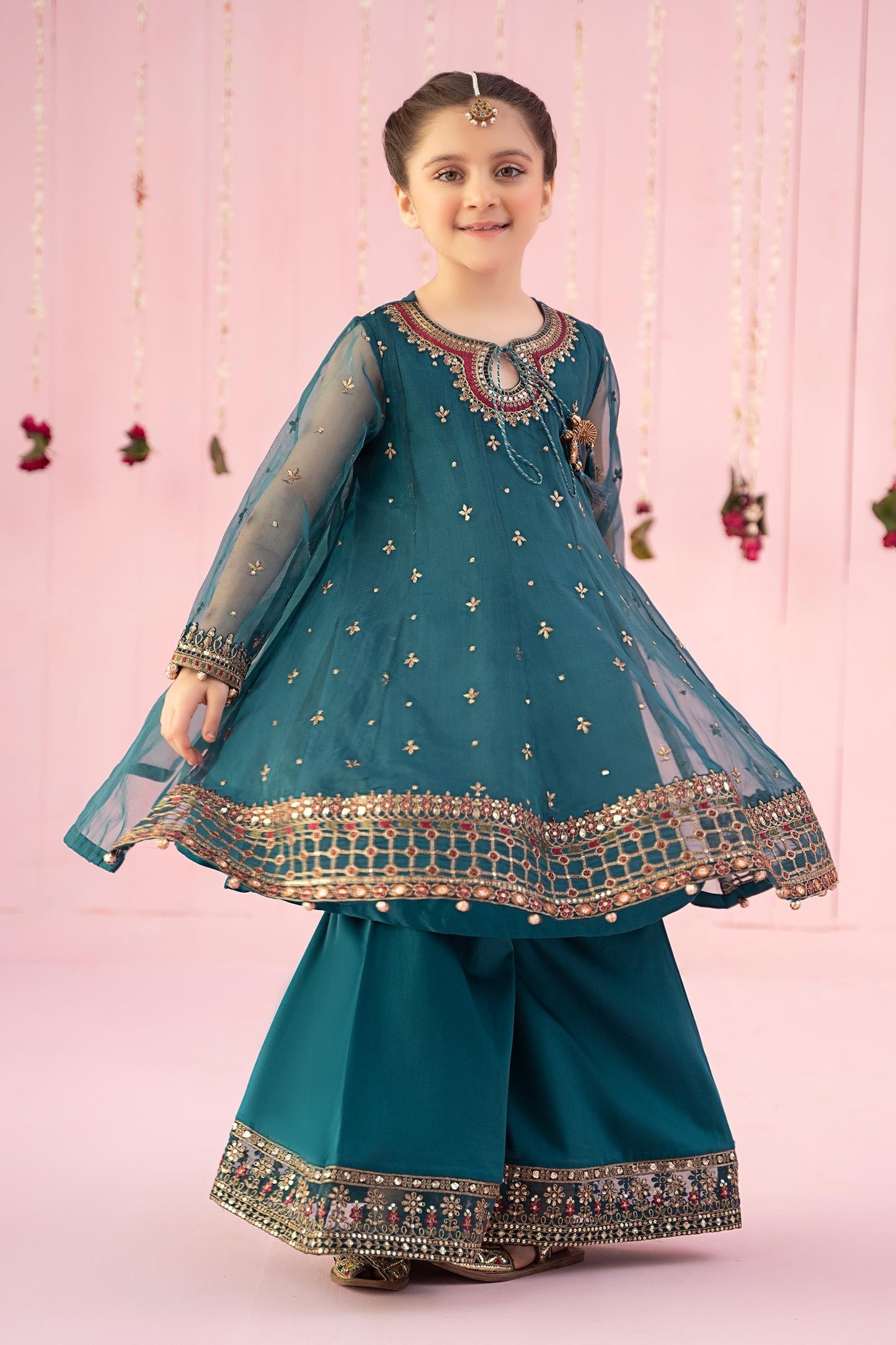 3 PIECE EMBROIDERED ORGANZA SUIT | MKS-EF24-16