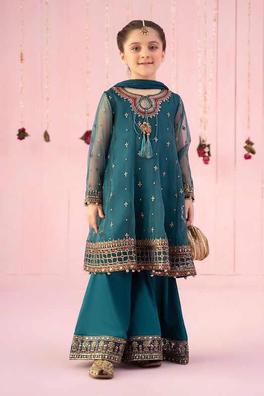 3 PIECE EMBROIDERED ORGANZA SUIT | MKS-EF24-16