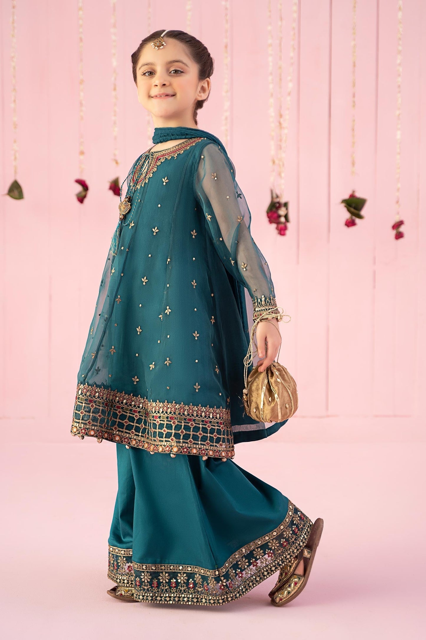 3 PIECE EMBROIDERED ORGANZA SUIT | MKS-EF24-16