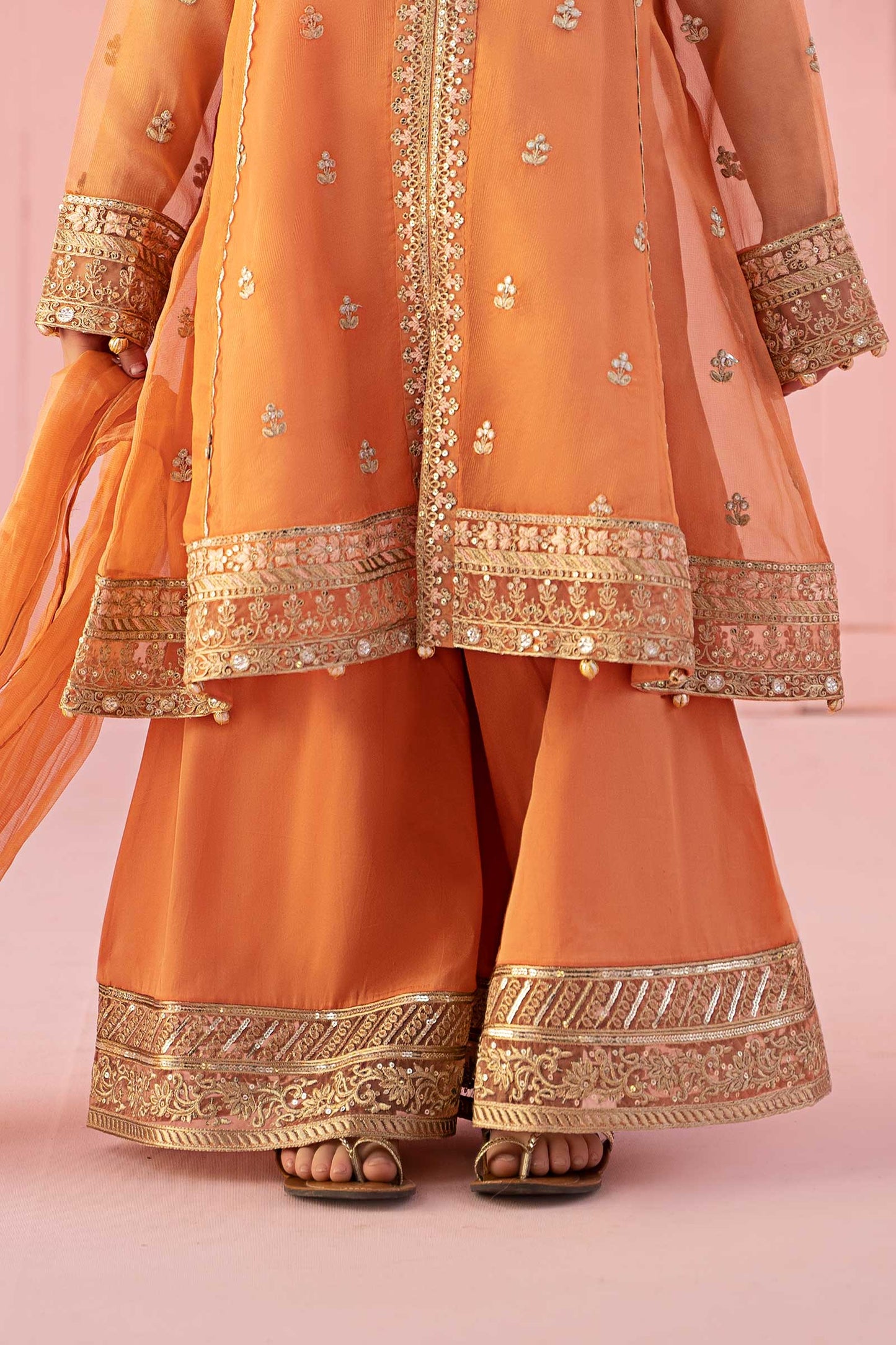 3 PIECE EMBROIDERED ZARI LINE ORGANZA SUIT | MKS-EF24-36