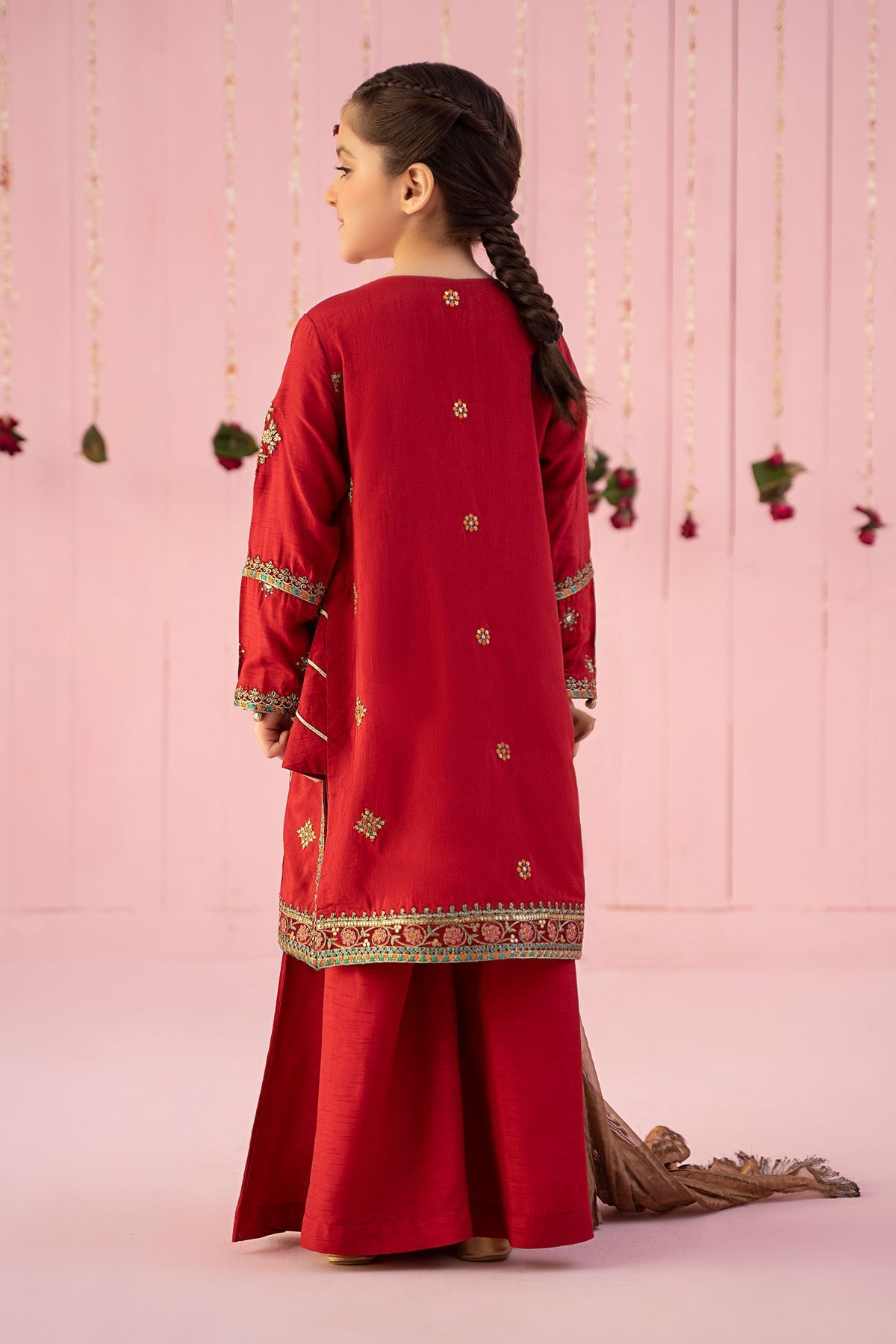 3 PIECE EMBROIDERED RAW SILK SUIT | MKS-EF24-03