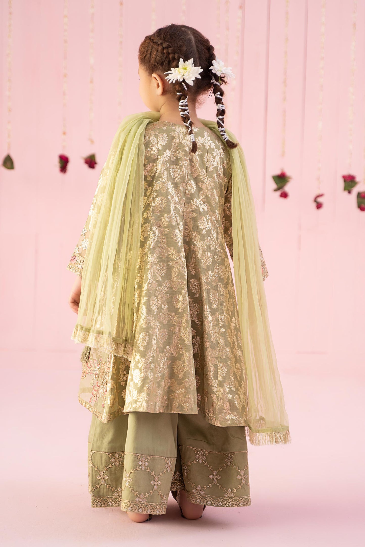 3 PIECE EMBROIDERED COTTON LUREX JACQUARD SUIT | MKS-EF24-10