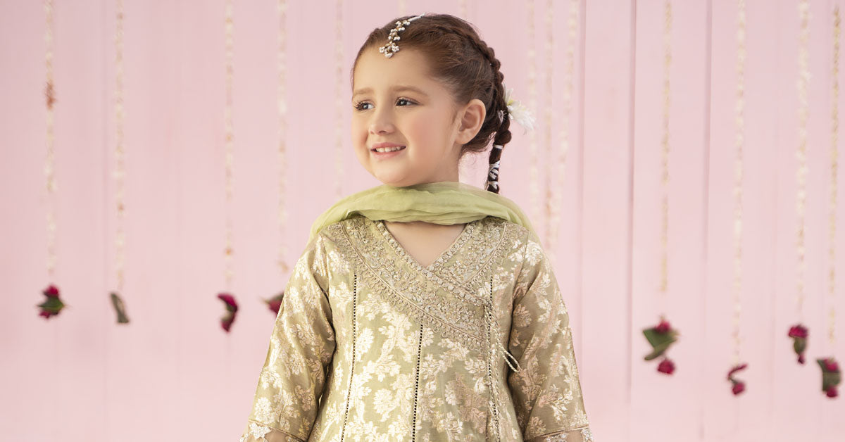 3 PIECE EMBROIDERED COTTON LUREX JACQUARD SUIT | MKS-EF24-10