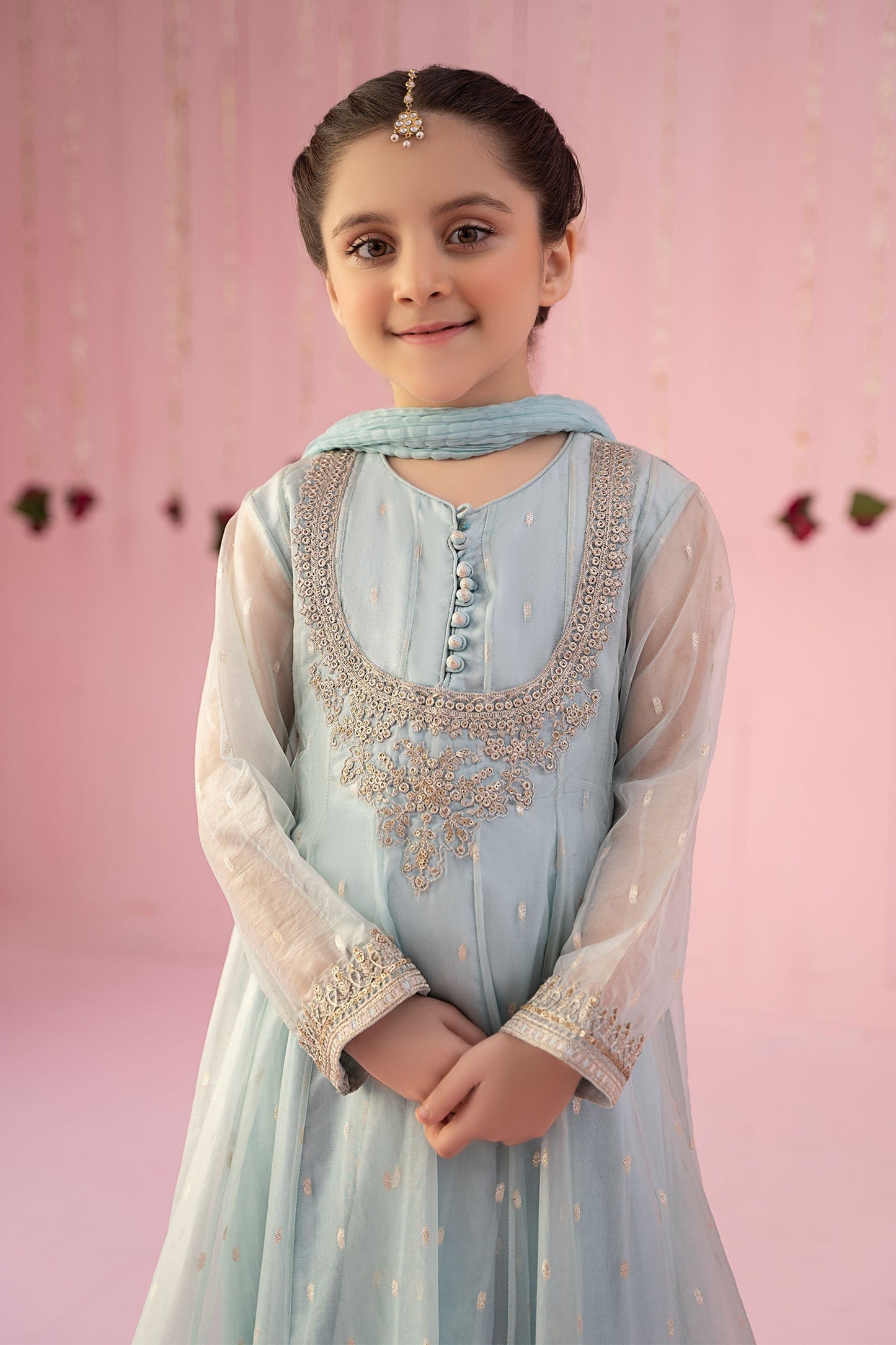 3 PIECE EMBROIDERED ORGANZA SUIT | MKS-EF24-19