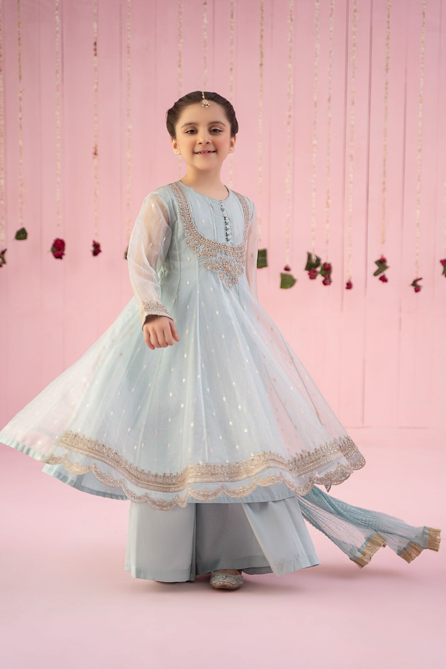 3 PIECE EMBROIDERED ORGANZA SUIT | MKS-EF24-19