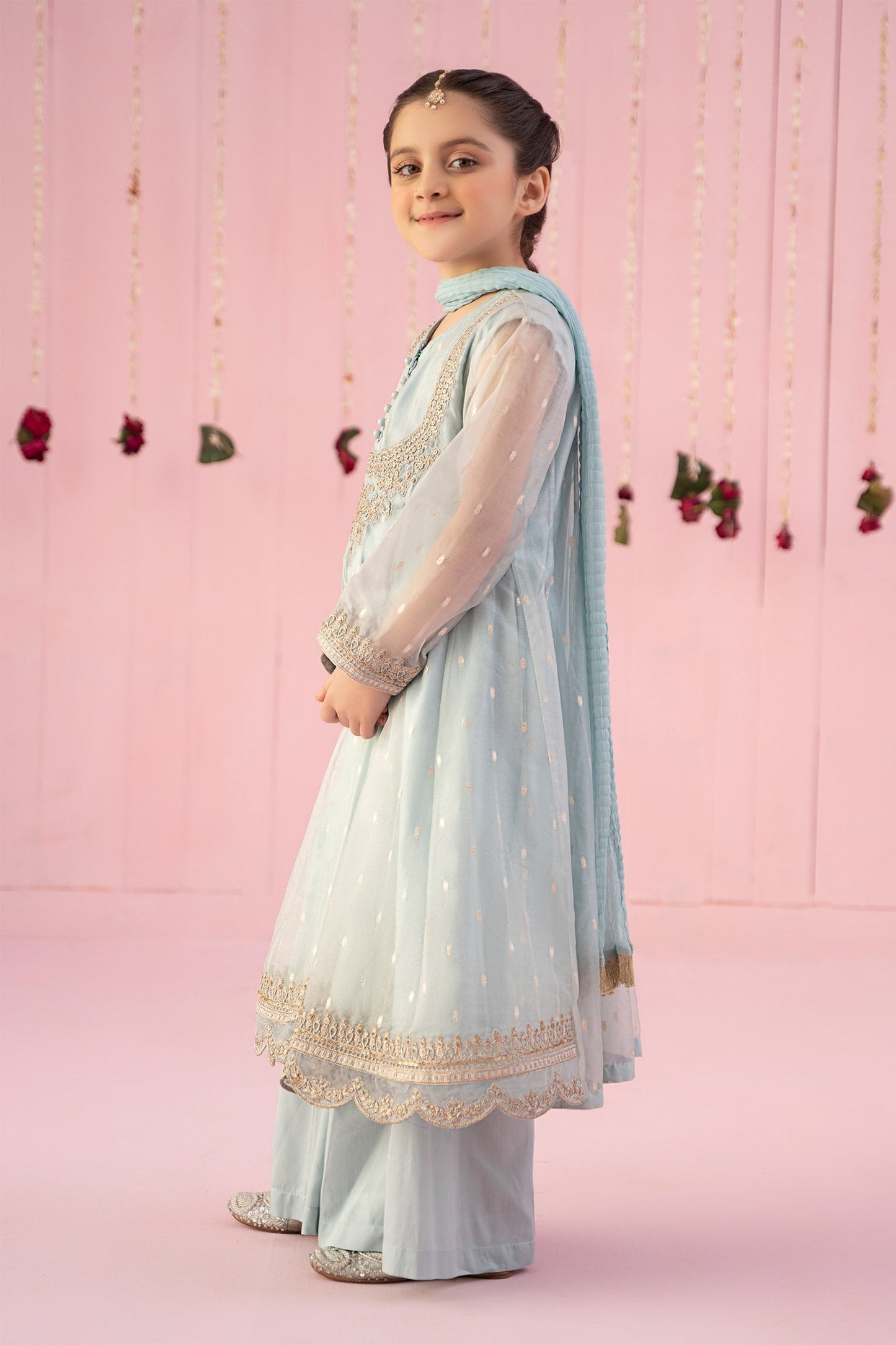 3 PIECE EMBROIDERED ORGANZA SUIT | MKS-EF24-19