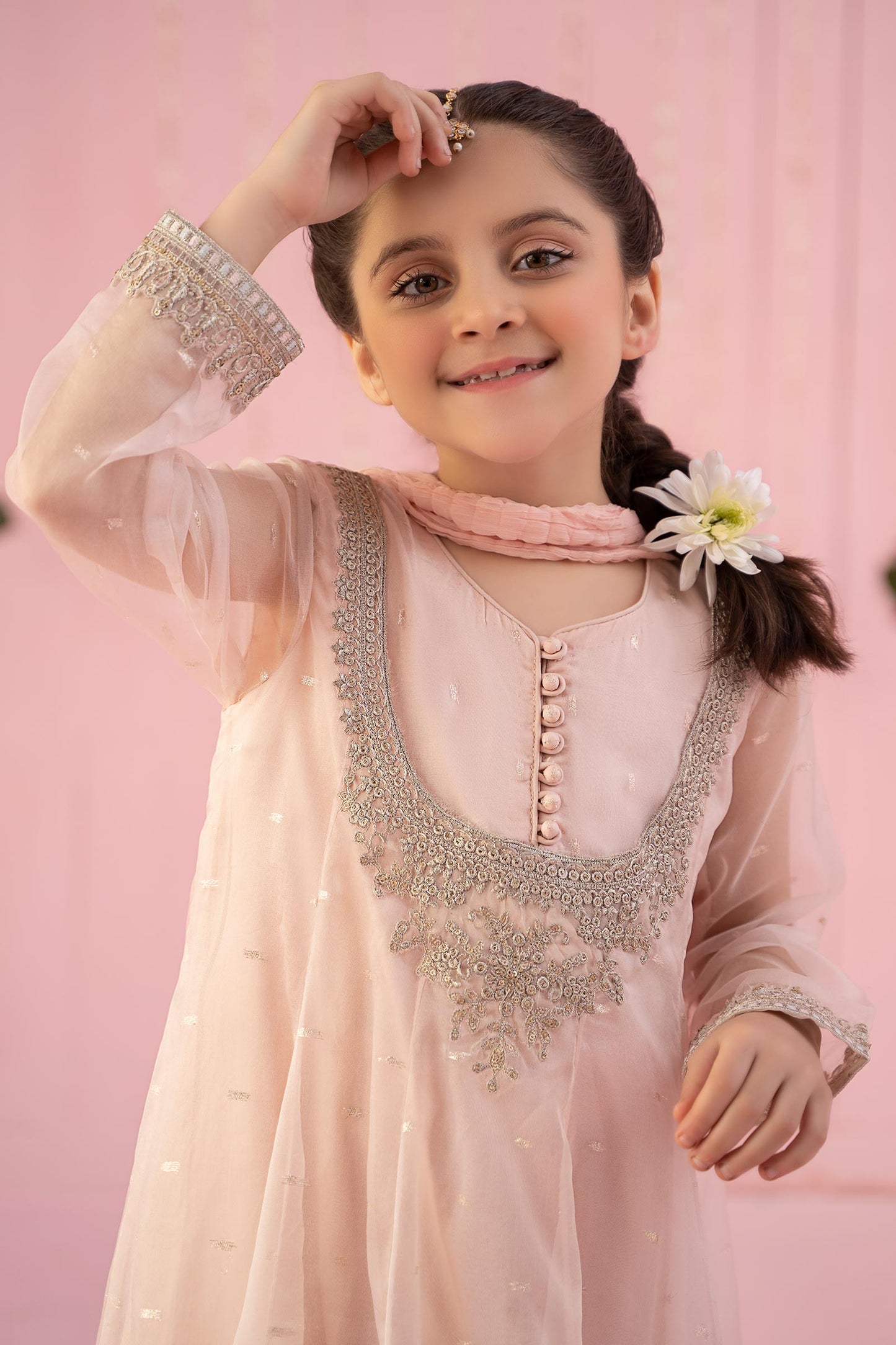 3 PIECE EMBROIDERED ORGANZA SUIT | MKS-EF24-19