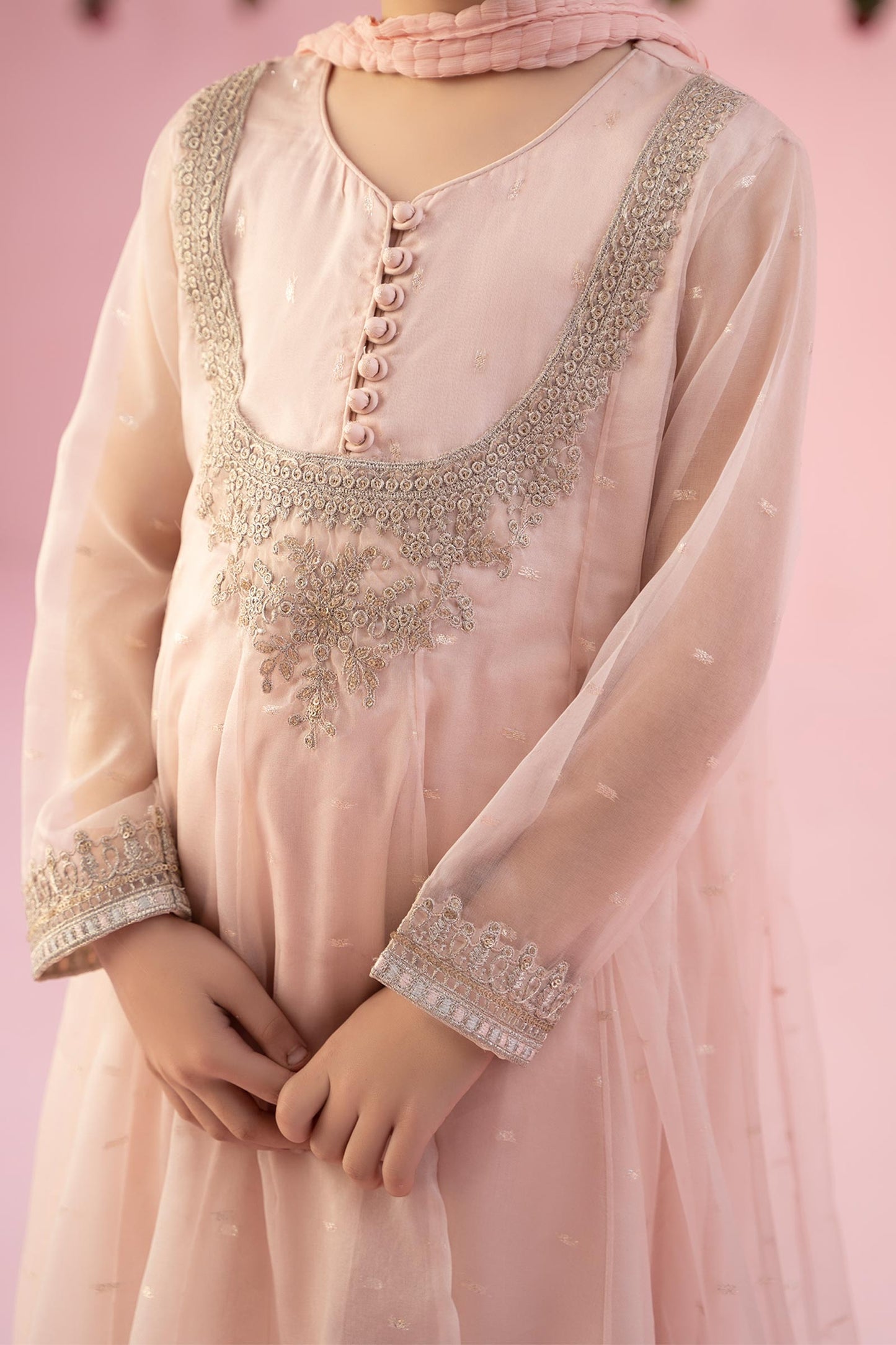 3 PIECE EMBROIDERED ORGANZA SUIT | MKS-EF24-19