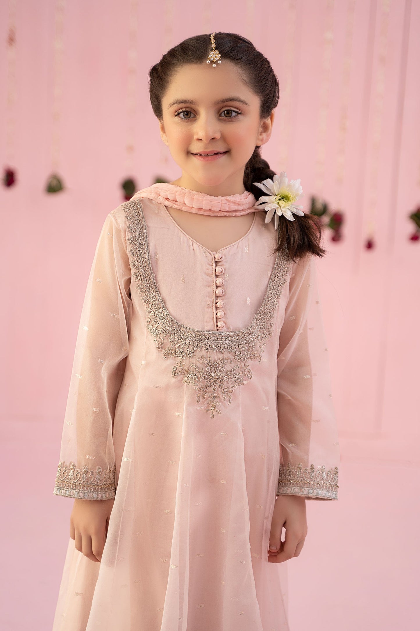 3 PIECE EMBROIDERED ORGANZA SUIT | MKS-EF24-19