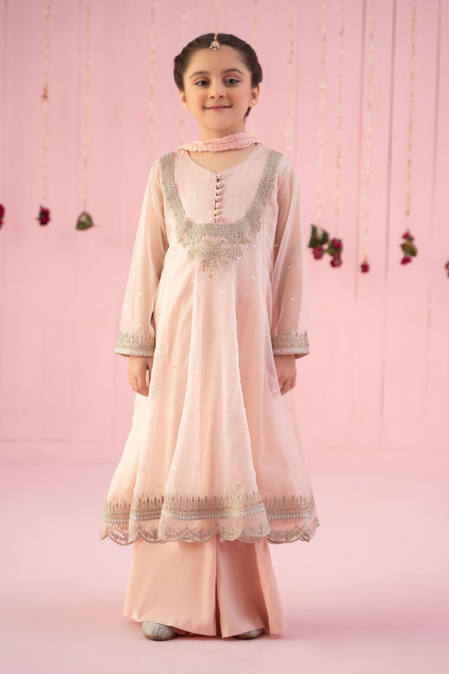 3 PIECE EMBROIDERED ORGANZA SUIT | MKS-EF24-19