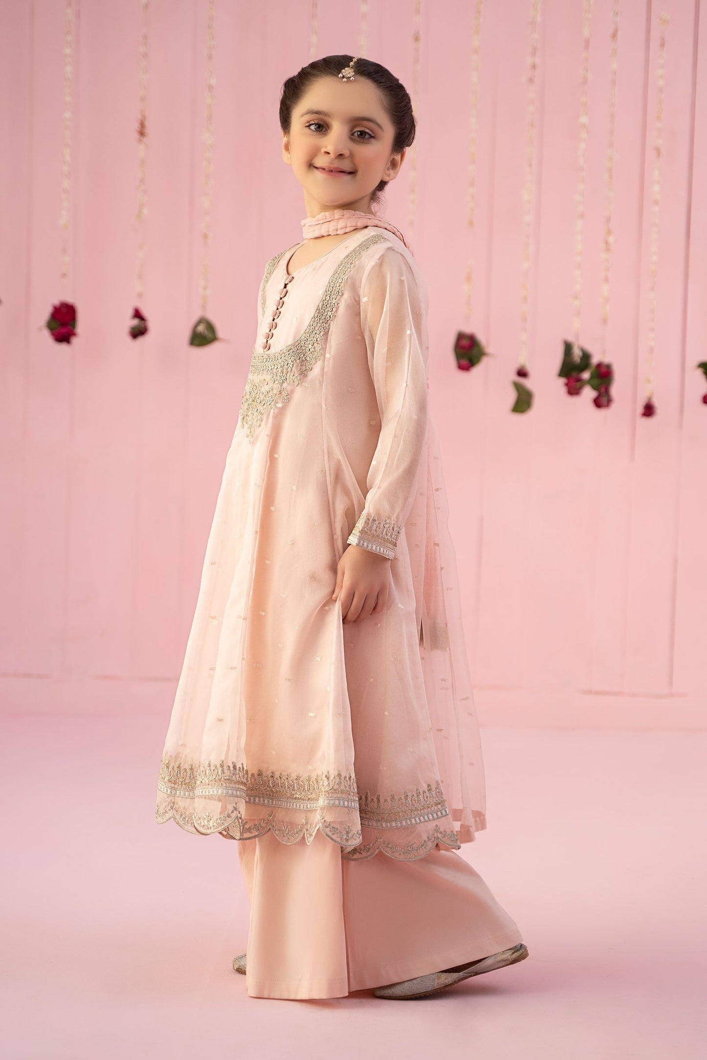 3 PIECE EMBROIDERED ORGANZA SUIT | MKS-EF24-19