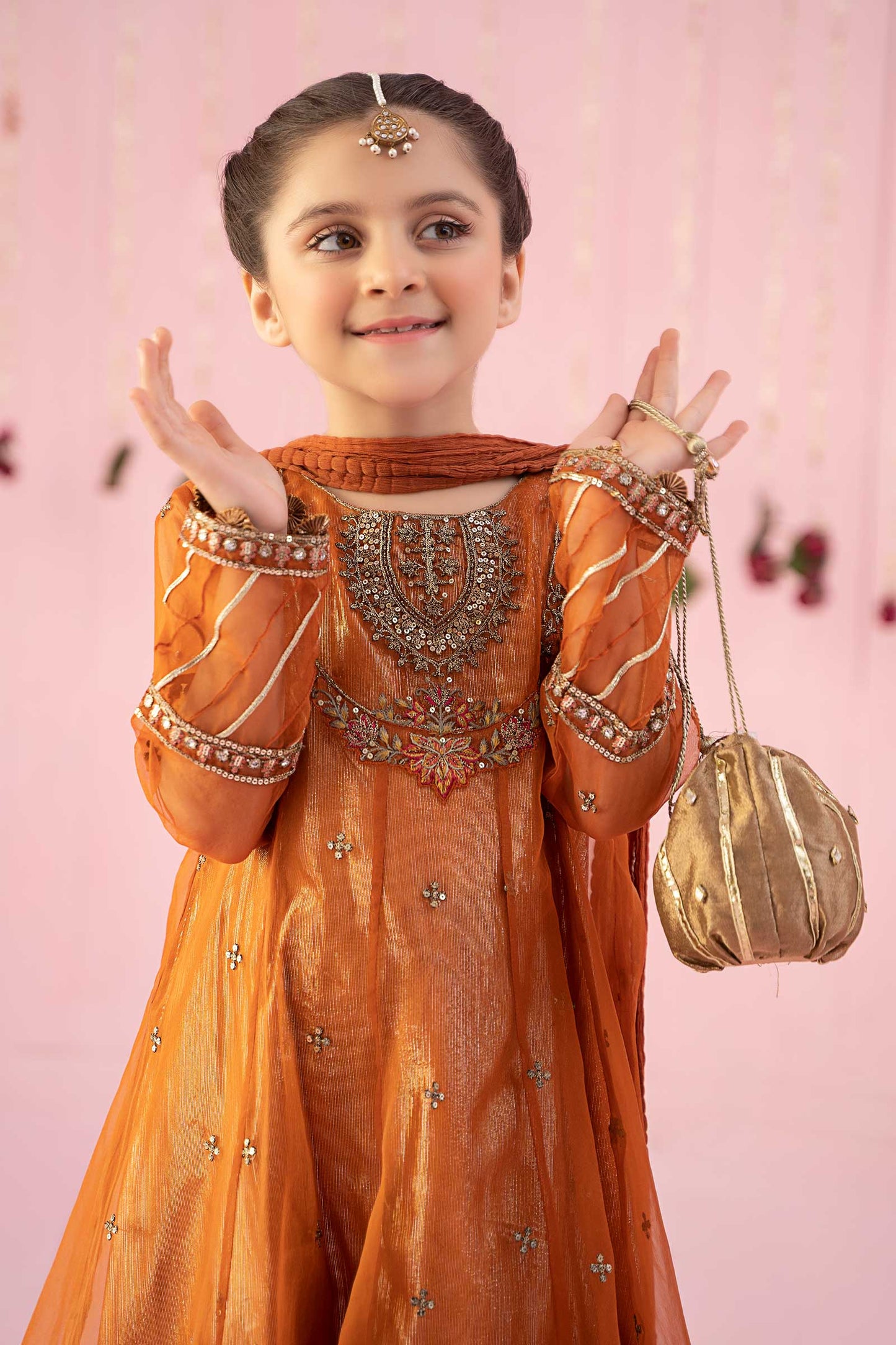 3 PIECE EMBROIDERED ORGANZA SUIT | MKS-EF24-26