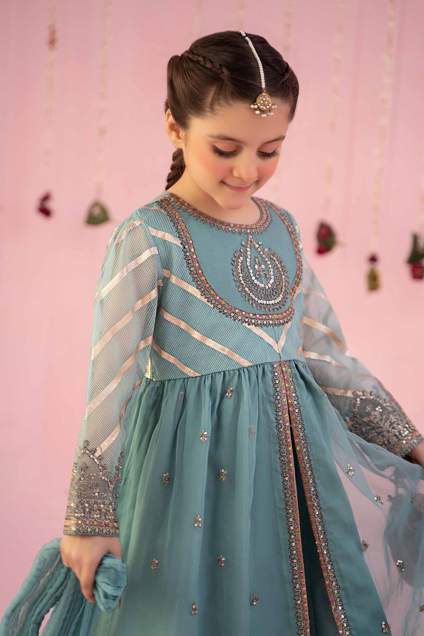 3 PIECE EMBROIDERED ORGANZA SUIT | MKS-EF24-27