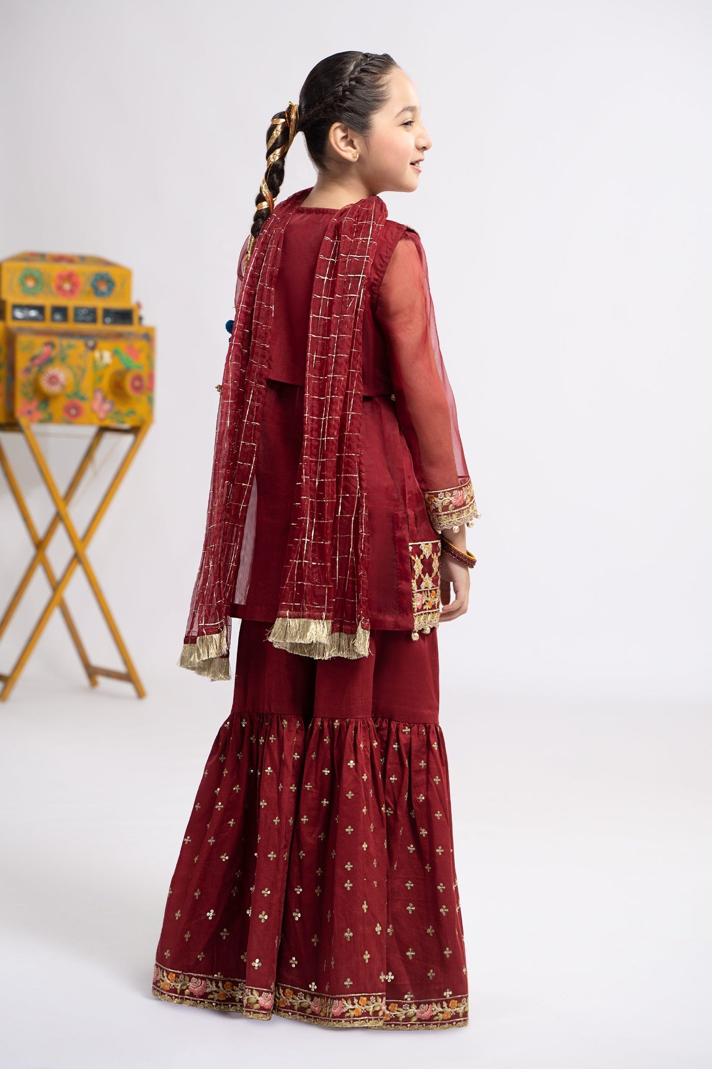 3 PIECE EMBROIDERED ORGANZA SUIT | MKS-EF24-29