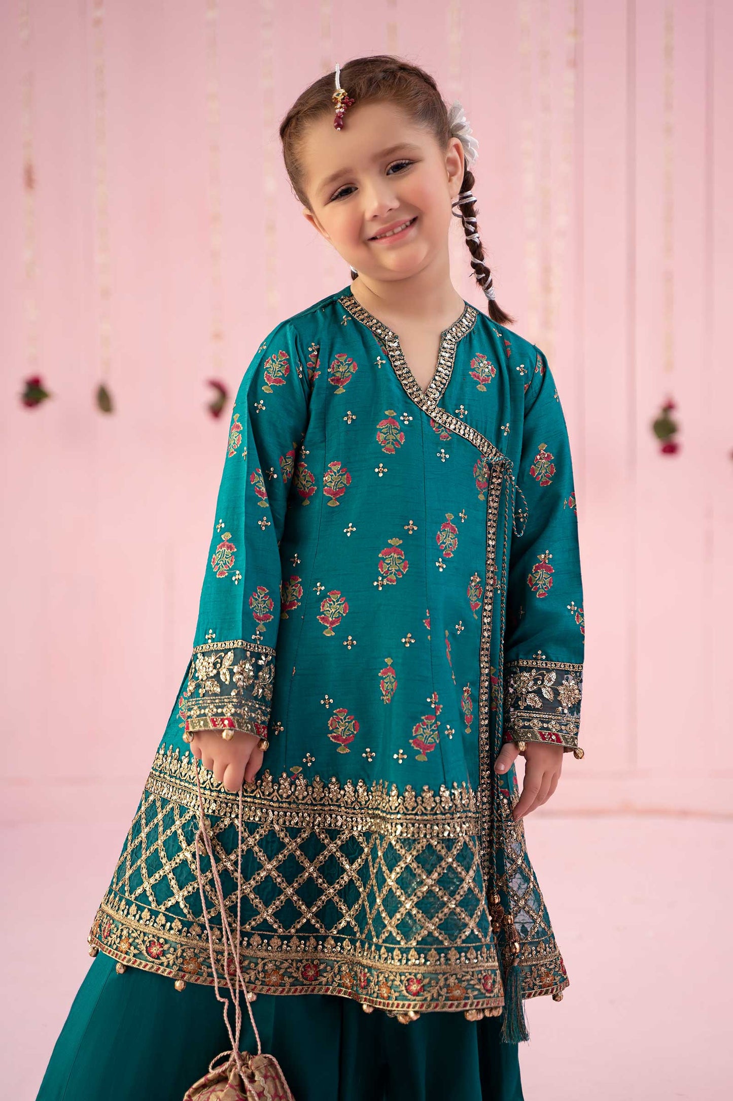 3 PIECE EMBROIDERED RAW SILK SUIT | MKS-EF24-43