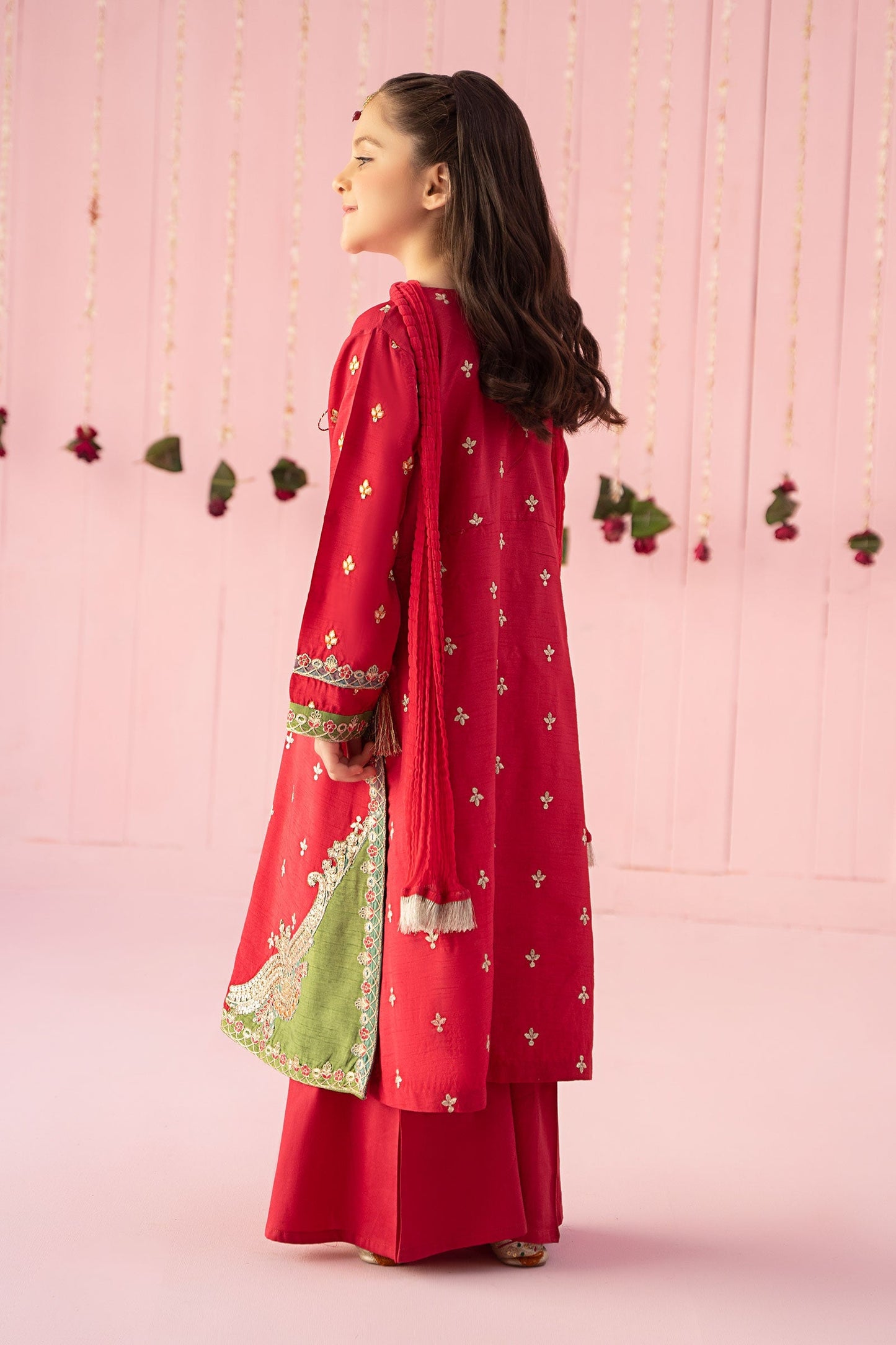 3 PIECE EMBROIDERED RAW SILK SUIT | MKS-EF24-06