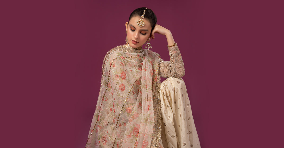 3 PIECE EMBROIDERED ORGANZA SUIT | SF-EF24-01