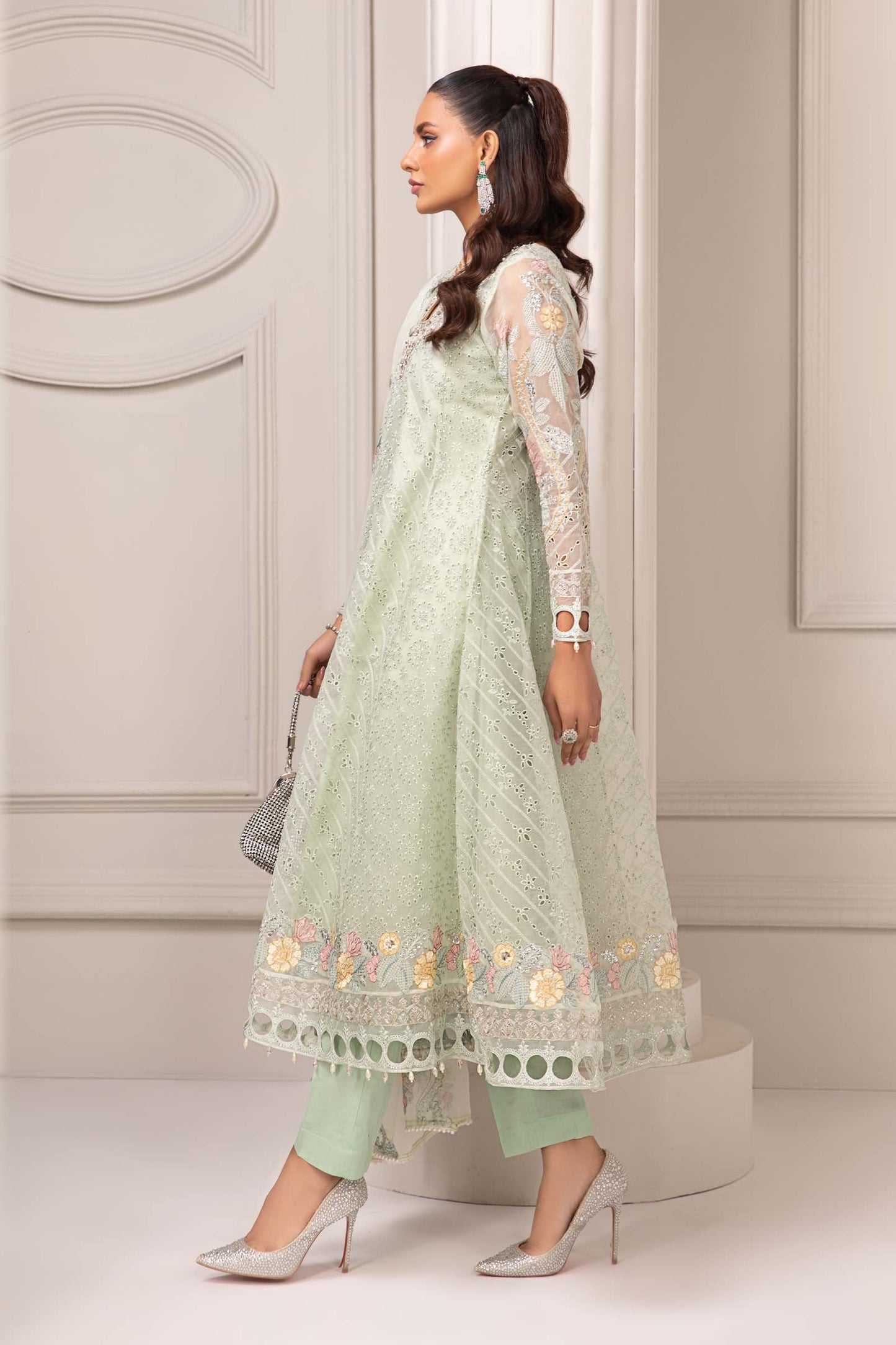 3 PIECE EMBROIDERED ORGANZA SUIT | SF-EF24-03