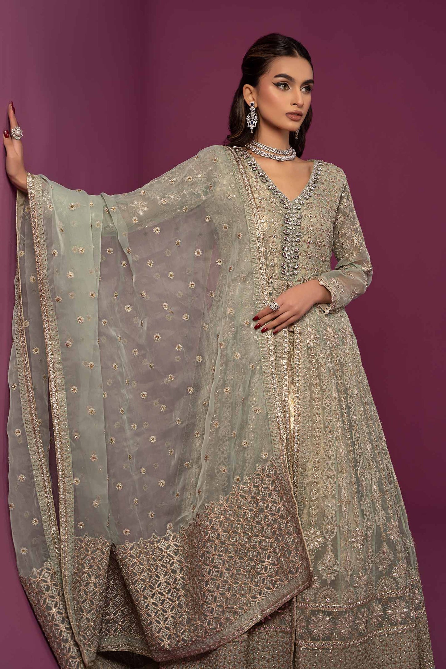 3 PIECE EMBROIDERED ORGANZA SUIT | SF-EF24-04