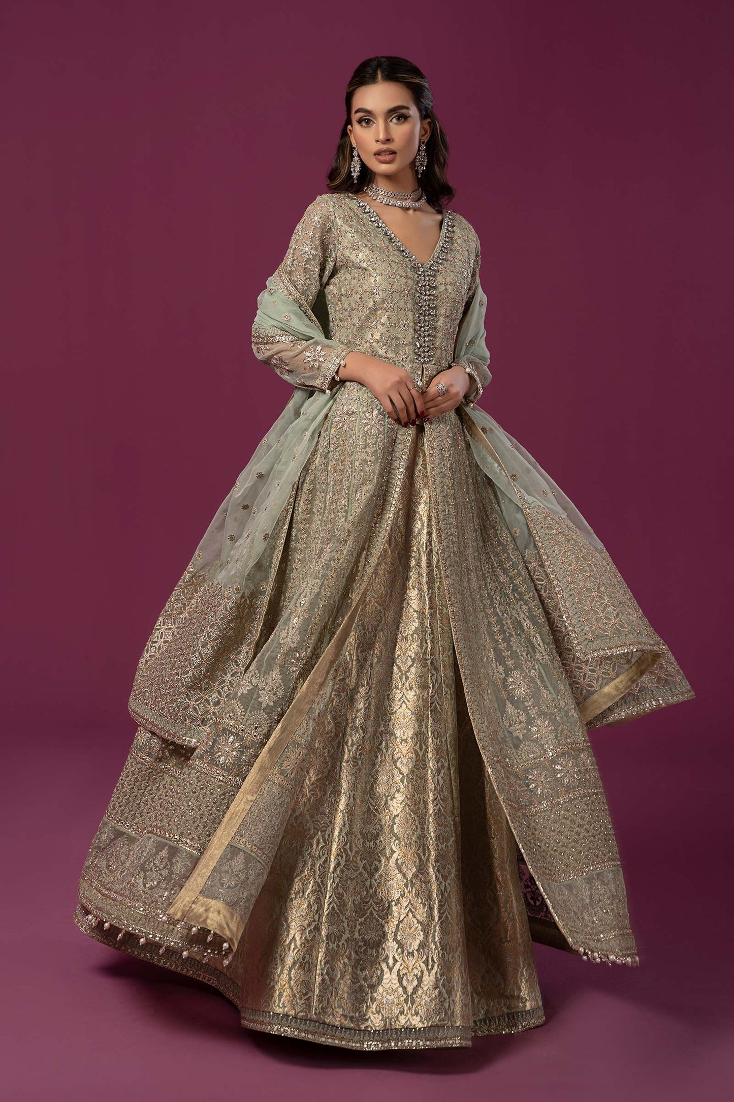 3 PIECE EMBROIDERED ORGANZA SUIT | SF-EF24-04