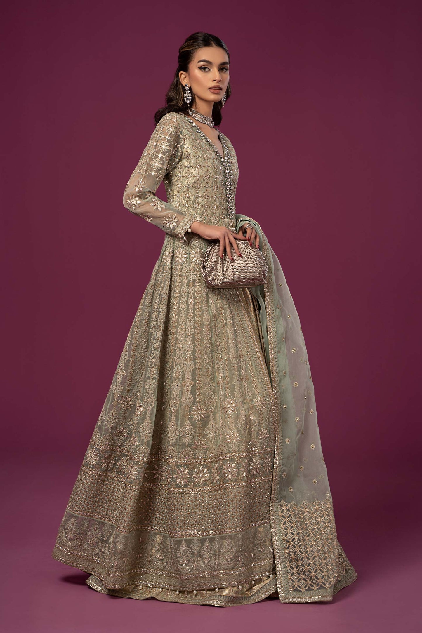 3 PIECE EMBROIDERED ORGANZA SUIT | SF-EF24-04