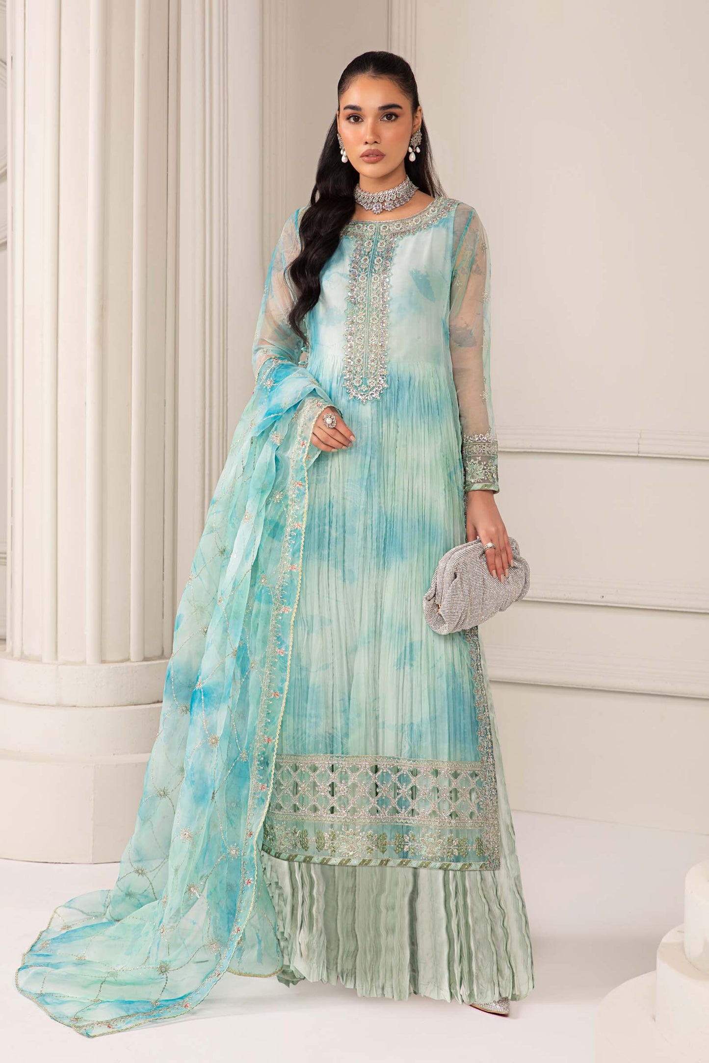 3 PIECE EMBROIDERED ORGANZA SUIT | SF-EF24-20