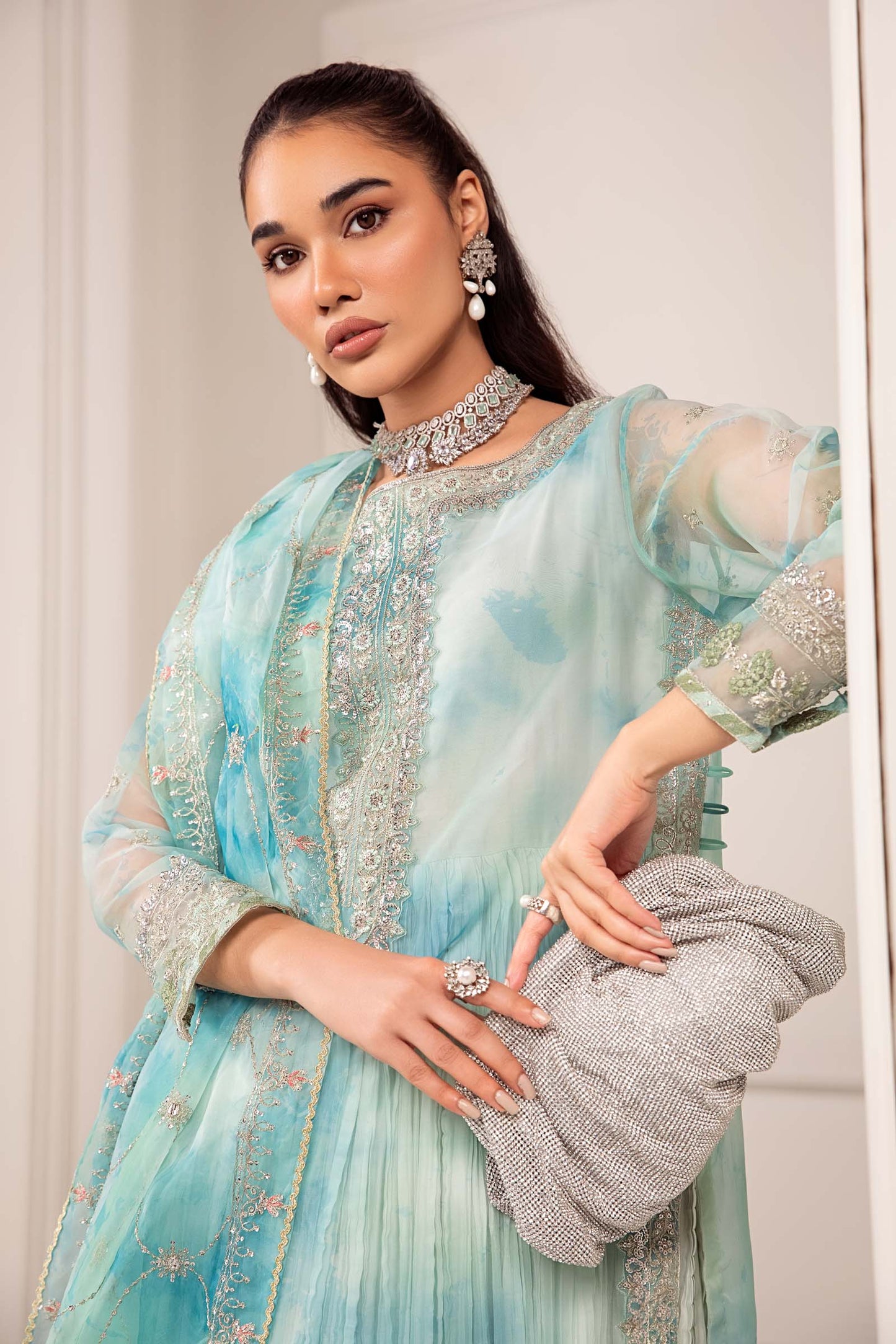 3 PIECE EMBROIDERED ORGANZA SUIT | SF-EF24-20