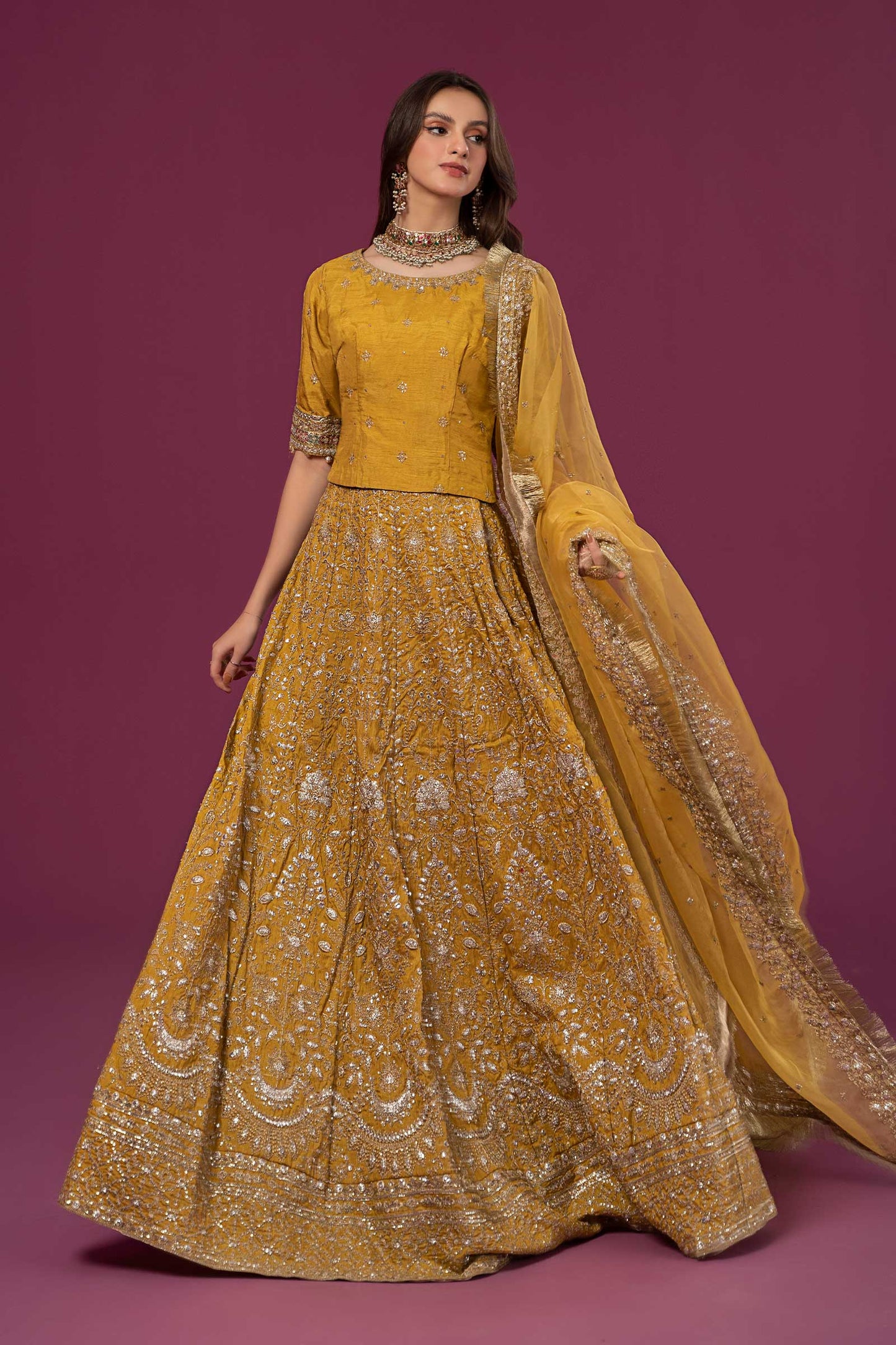 3 PIECE EMBROIDERED RAW SILK SUIT | SF-EF24-26