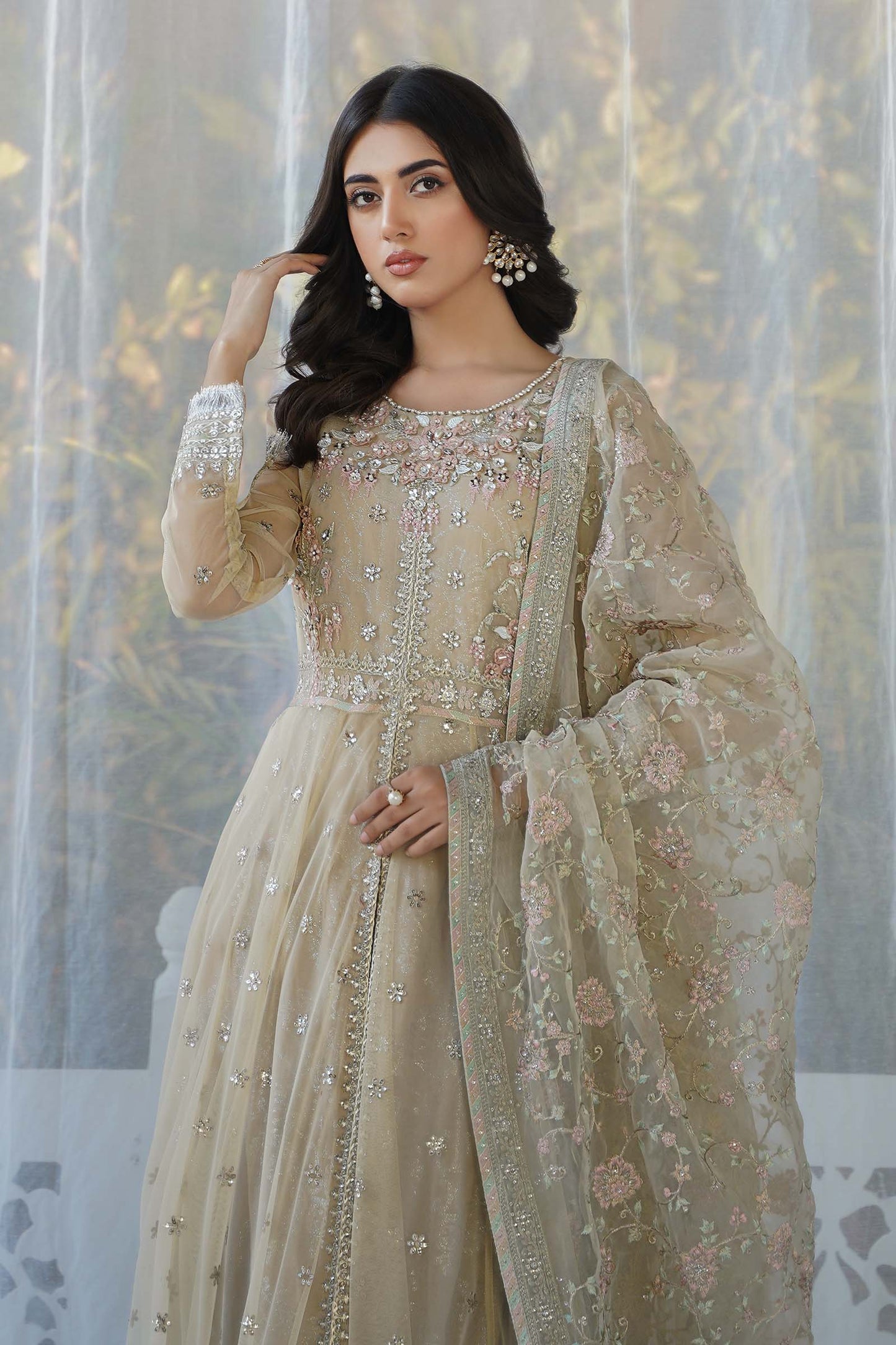 3 PIECE EMBROIDERED NET SUIT | SF-EF24-18