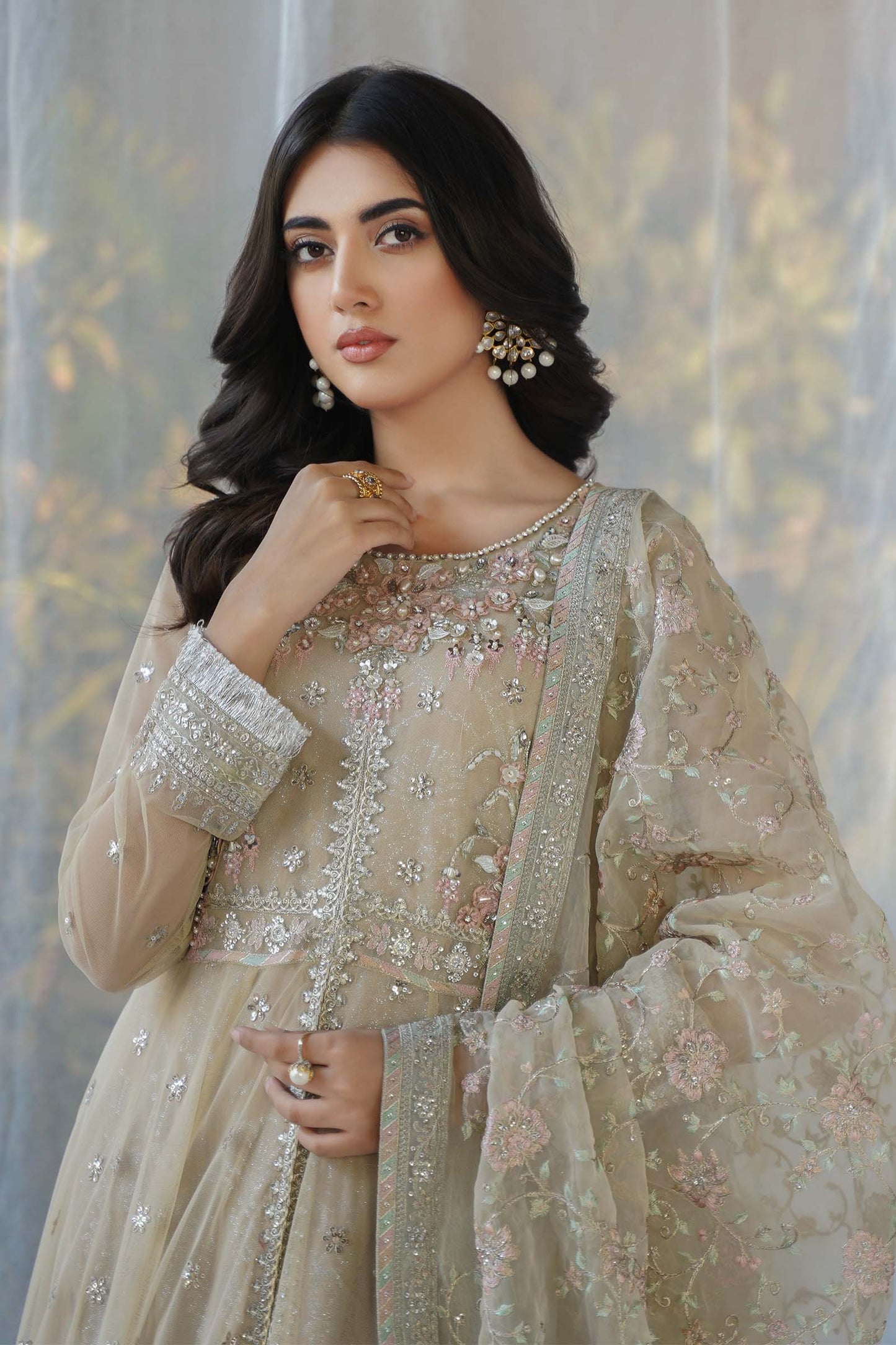 3 PIECE EMBROIDERED NET SUIT | SF-EF24-18