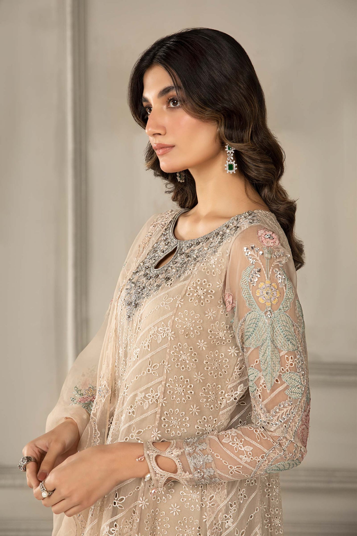 3 PIECE EMBROIDERED ORGANZA SUIT | SF-EF24-03