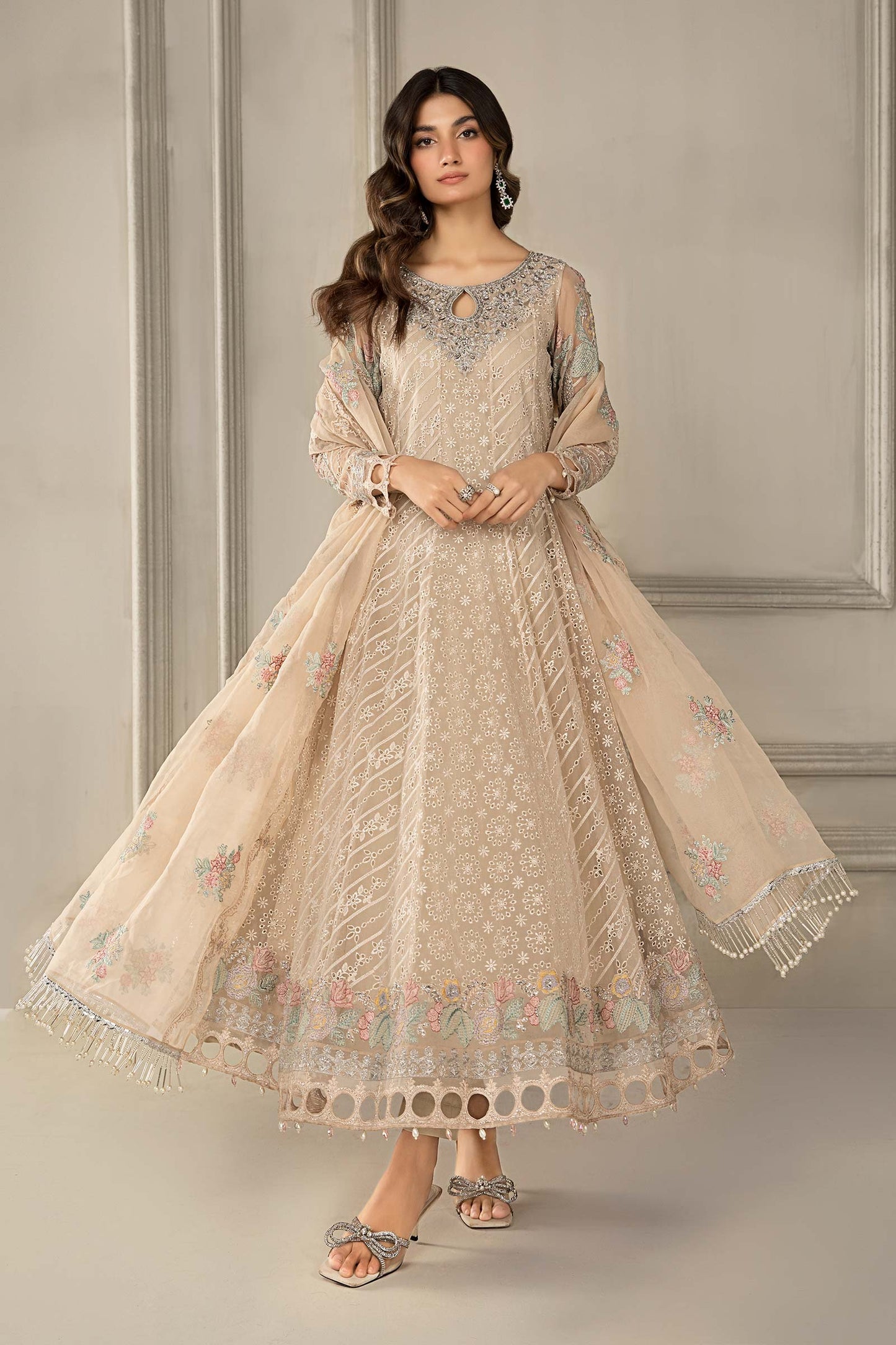 3 PIECE EMBROIDERED ORGANZA SUIT | SF-EF24-03